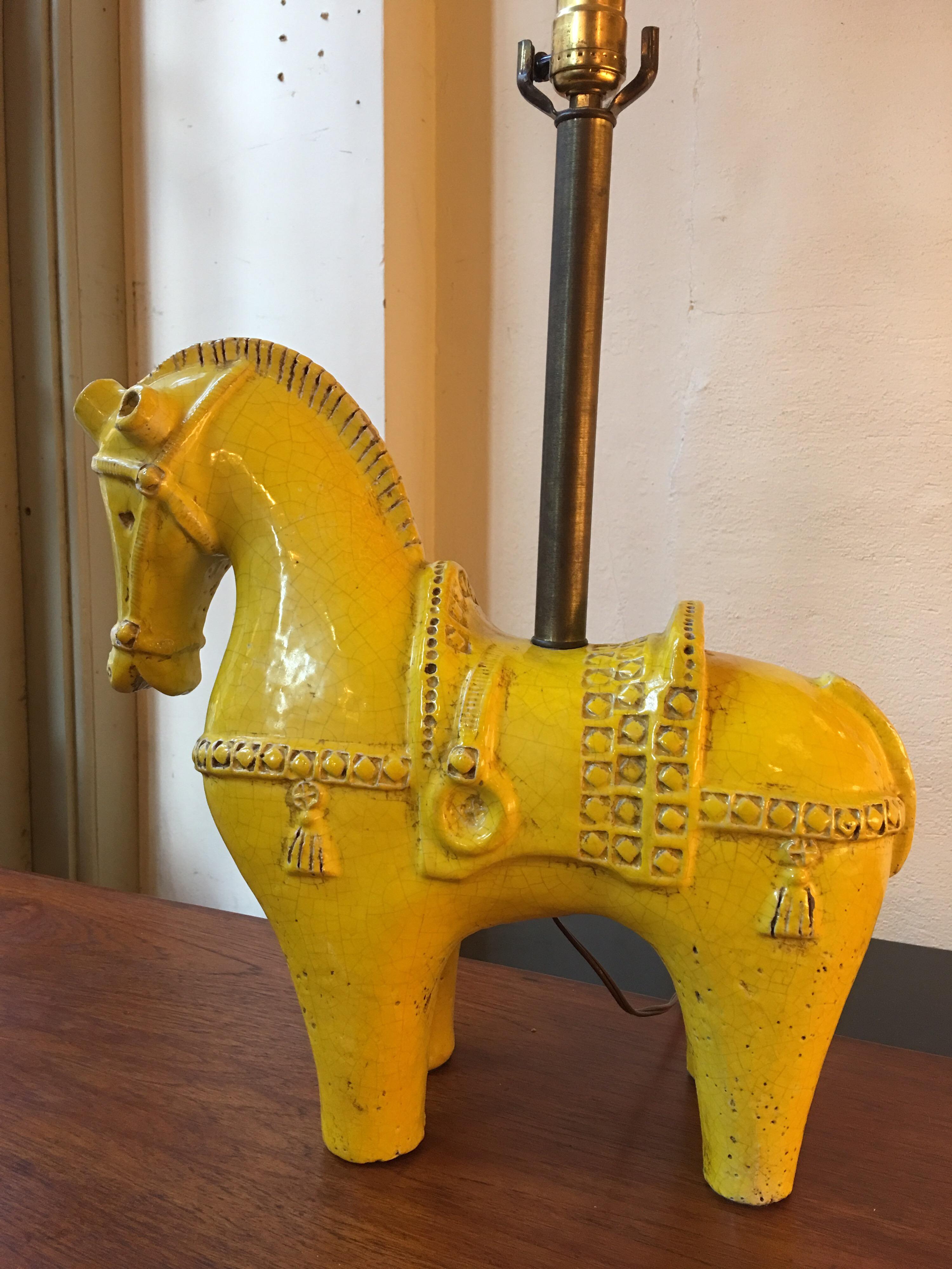 Mid-Century Modern Aldo Londi for Bitossi Large Ceramic Horse Lamp