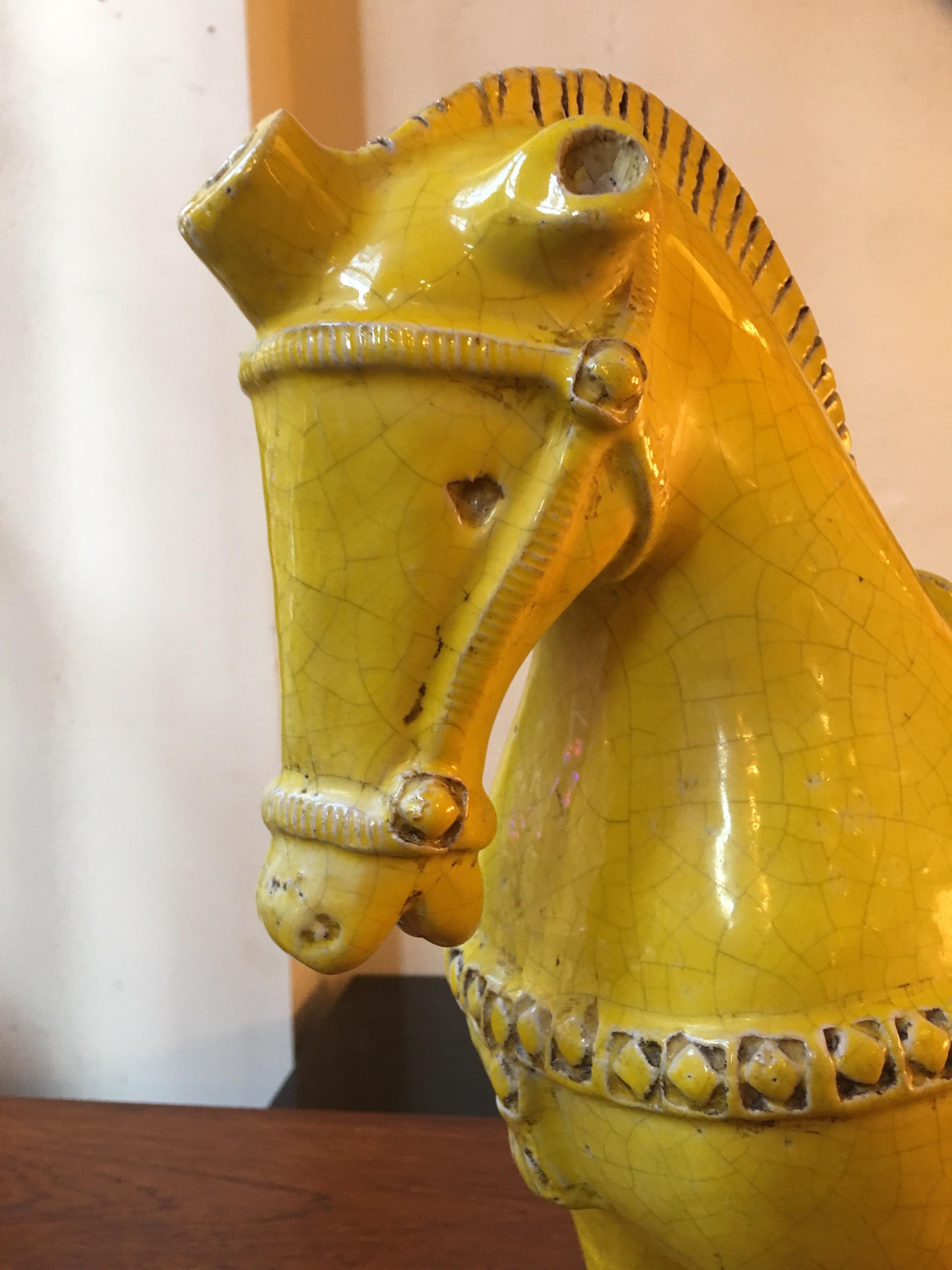 Italian Aldo Londi for Bitossi Large Ceramic Horse Lamp