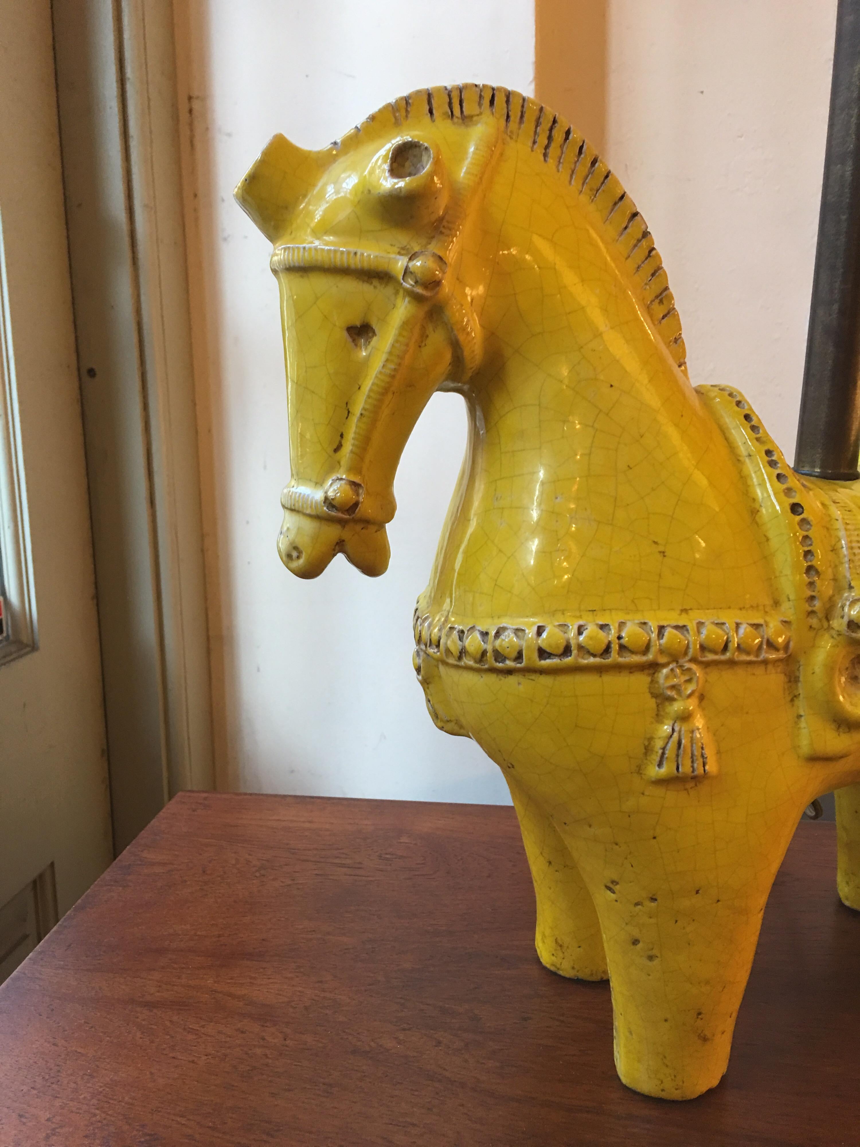 Mid-20th Century Aldo Londi for Bitossi Large Ceramic Horse Lamp