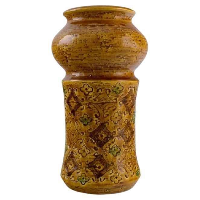Aldo Londi for Bitossi, Large Vase in Mustard Yellow Glazed Ceramics, 1960s