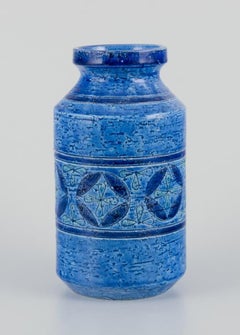Aldo Londi for Bitossi. Large vase in Rimini blue glazed ceramic.