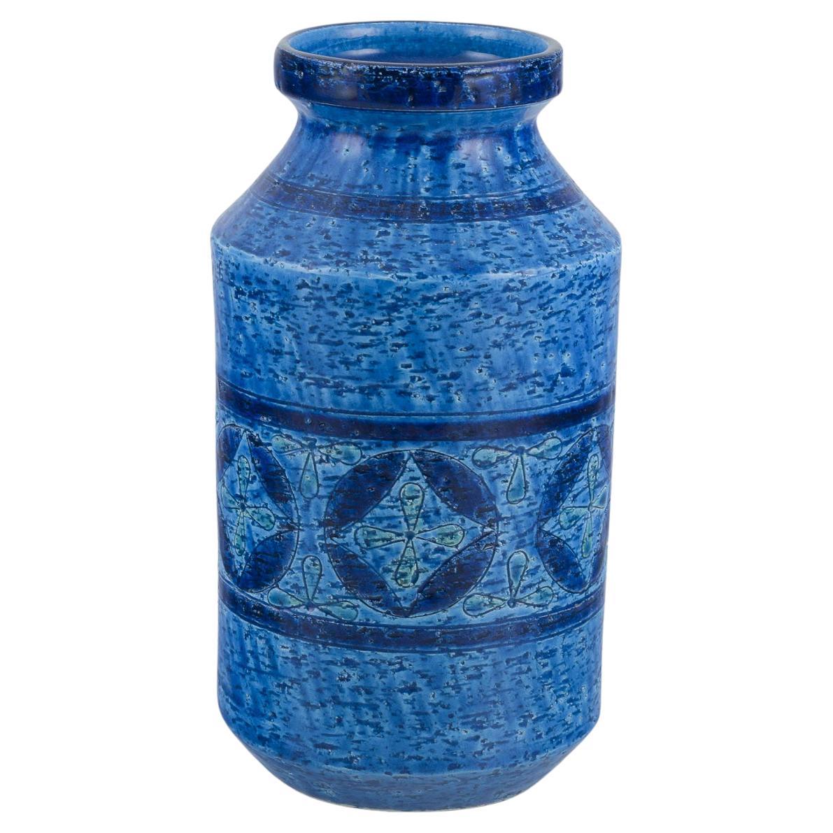 Aldo Londi for Bitossi. Large vase in Rimini blue glazed ceramic.