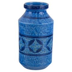 Aldo Londi for Bitossi. Large vase in Rimini blue glazed ceramic.