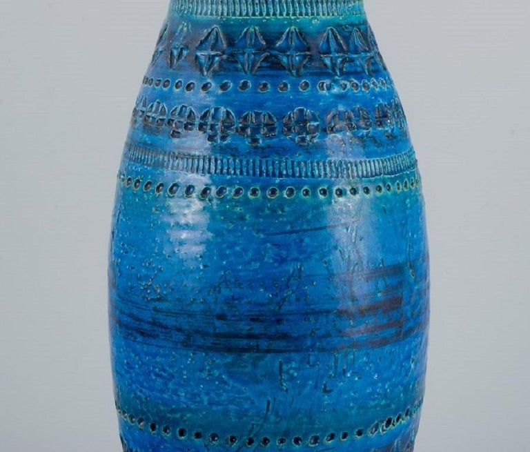 Aldo Londi for Bitossi, Large Vase in Rimini Blue Glazed Ceramic with ...