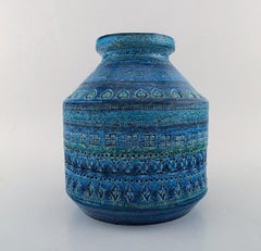 Aldo Londi for Bitossi, Large Vase in Rimini Blue Glazed Ceramics, 1960s