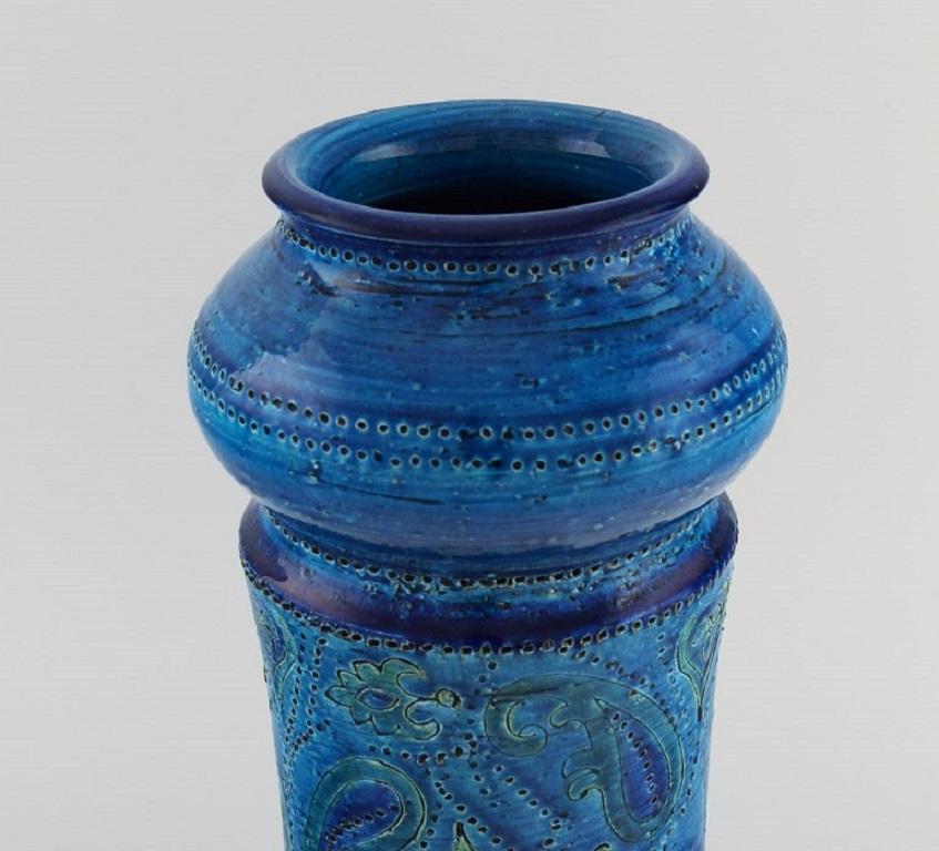 Italian Aldo Londi for Bitossi, Large Vase in Rimini-Blue Glazed Ceramics, 1960s