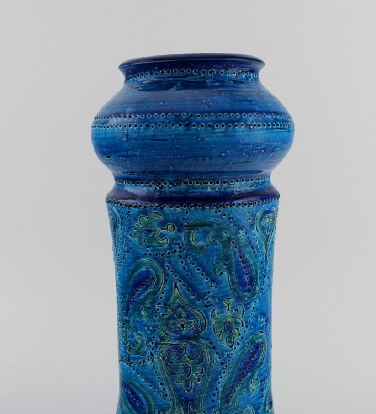 Aldo Londi for Bitossi, Large Vase in Rimini-Blue Glazed Ceramics, 1960s In Excellent Condition In Copenhagen, DK