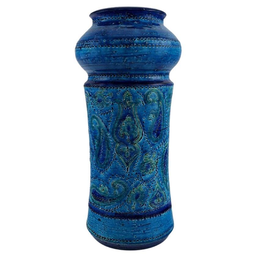 Aldo Londi for Bitossi, Large Vase in Rimini-Blue Glazed Ceramics, 1960s