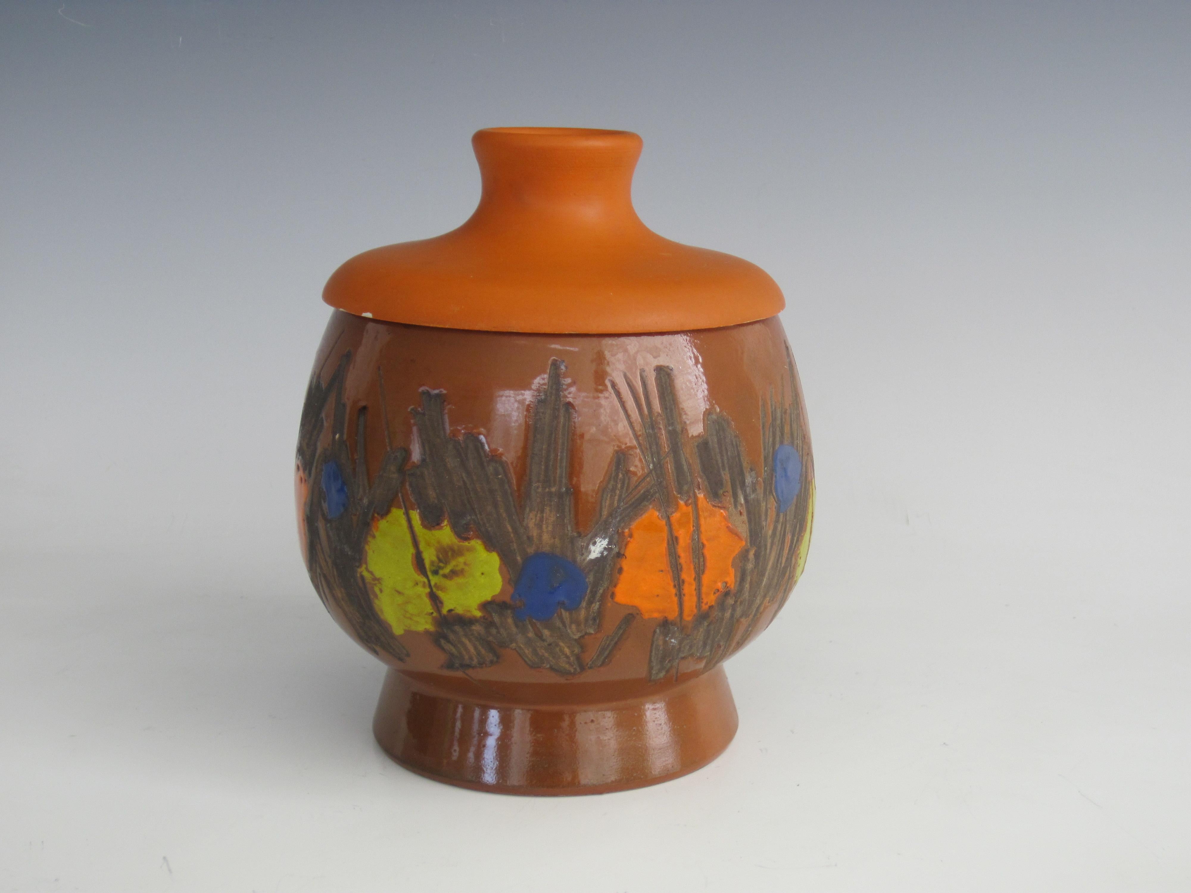 Italian Bitossi for Raymor Lidded Pedestal Jar, 1960's For Sale