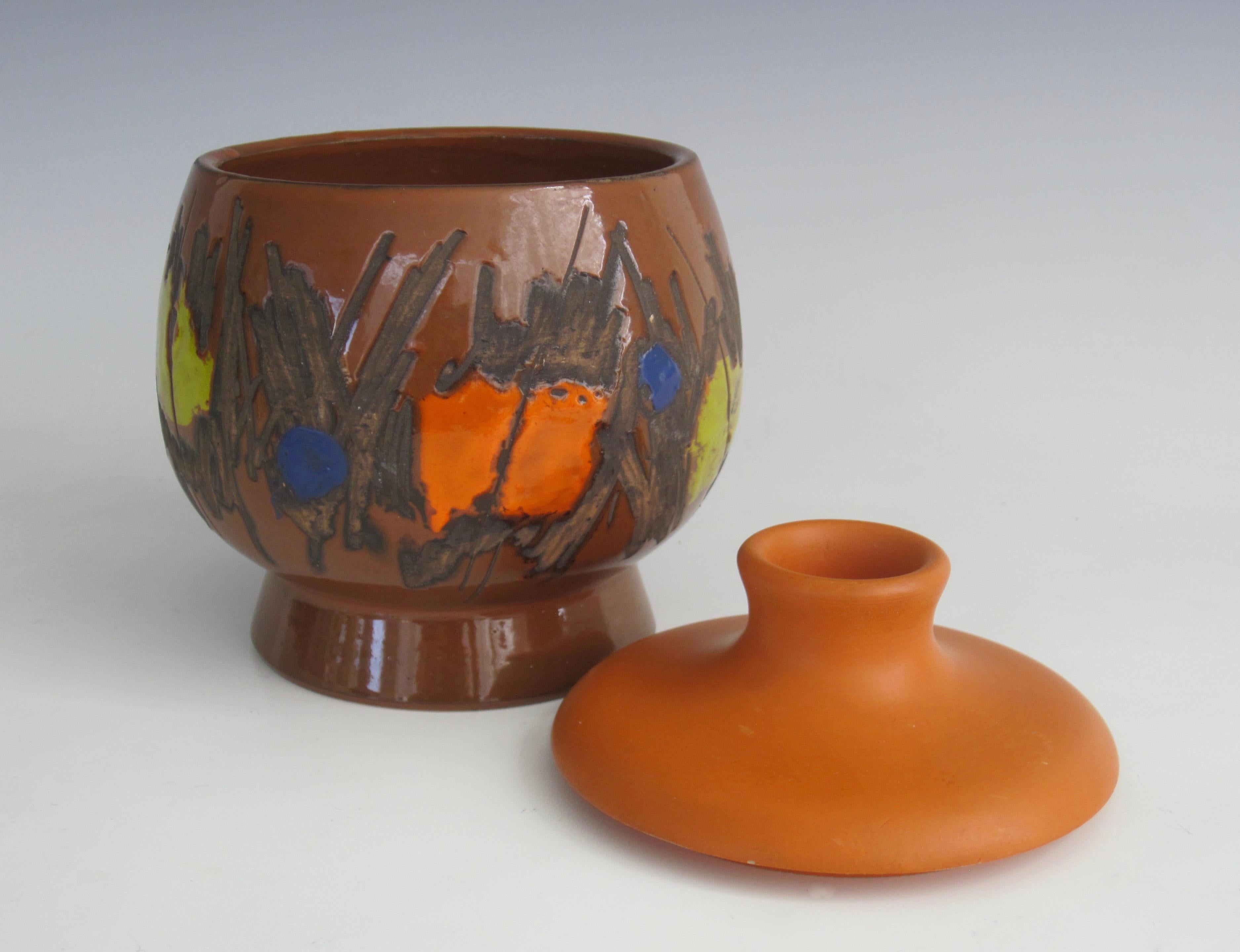 Glazed Bitossi for Raymor Lidded Pedestal Jar, 1960's For Sale