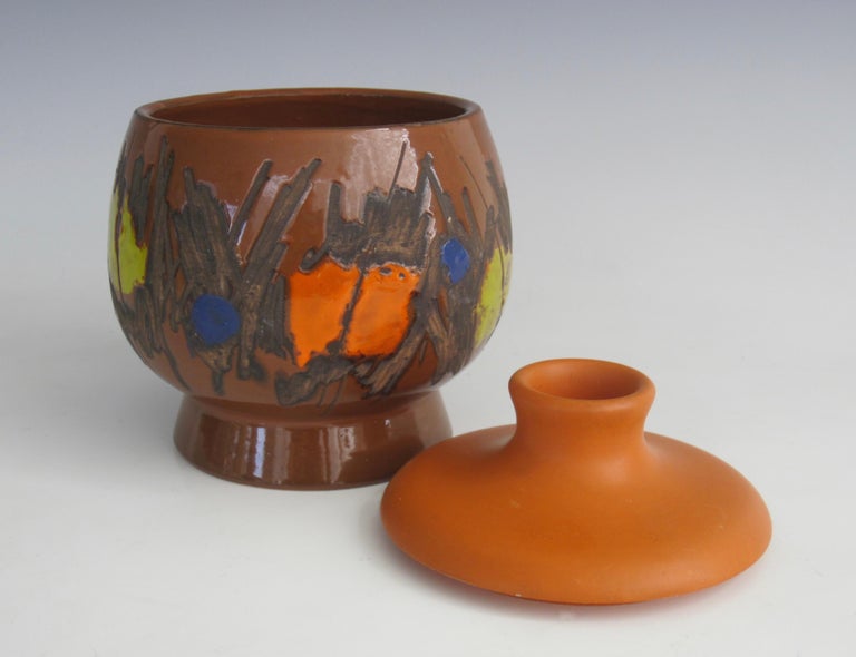 Bitossi for Raymor Lidded Pedestal Jar, 1960's For Sale at 1stDibs