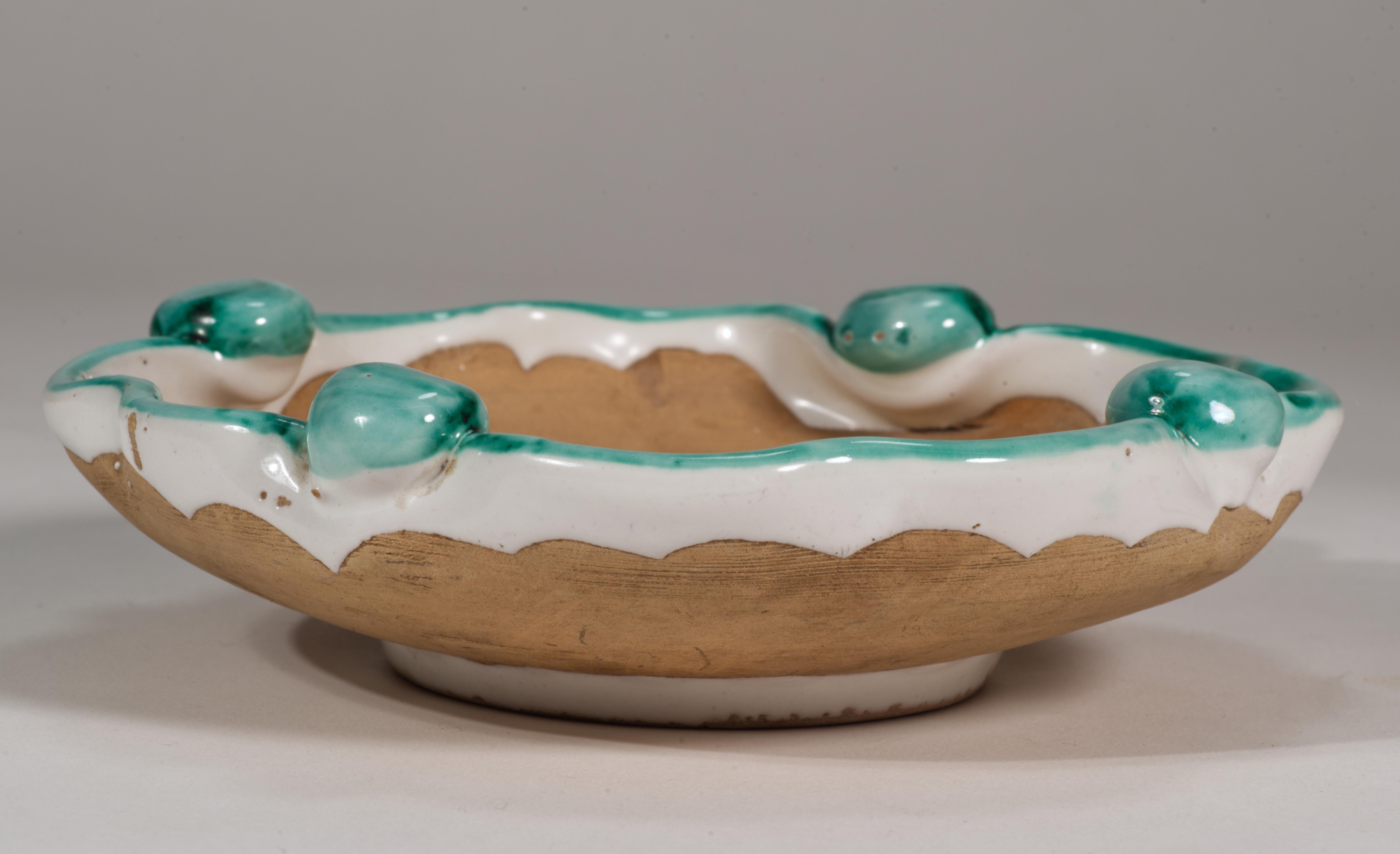 Cuenco o cenicero de mayólica Aldo Londi para Bitossi, Decoración de hojas, Italia Años 60 Cerámico en venta