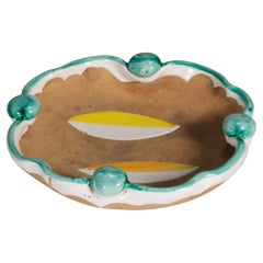 Aldo Londi for Bitossi Majolica Bowl or Ashtray, Leaf Decor, Italy 1960s