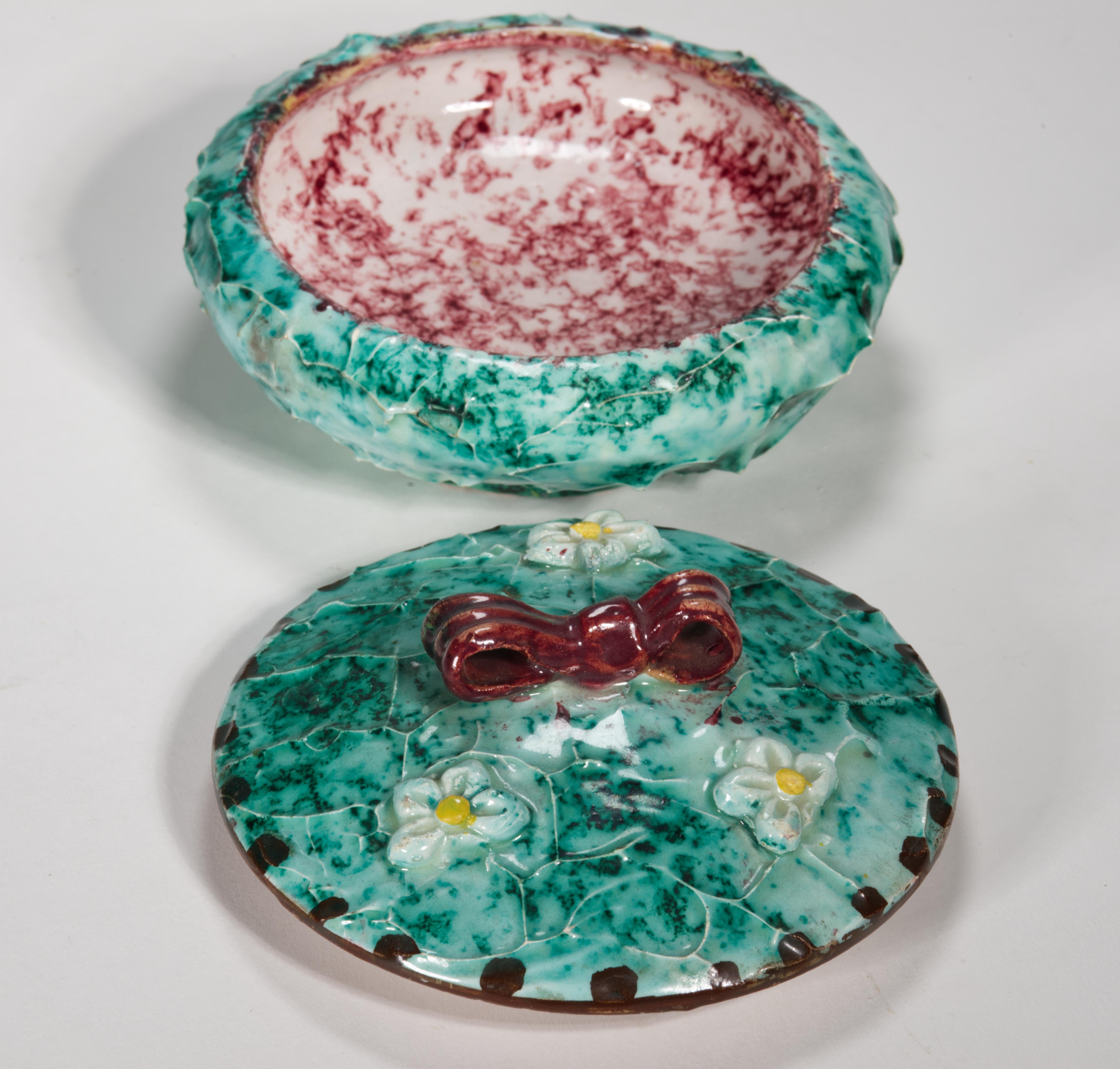 Aldo Londi for Bitossi Majolica Bud Vase and Dresser Box with Lid, Italy For Sale 2