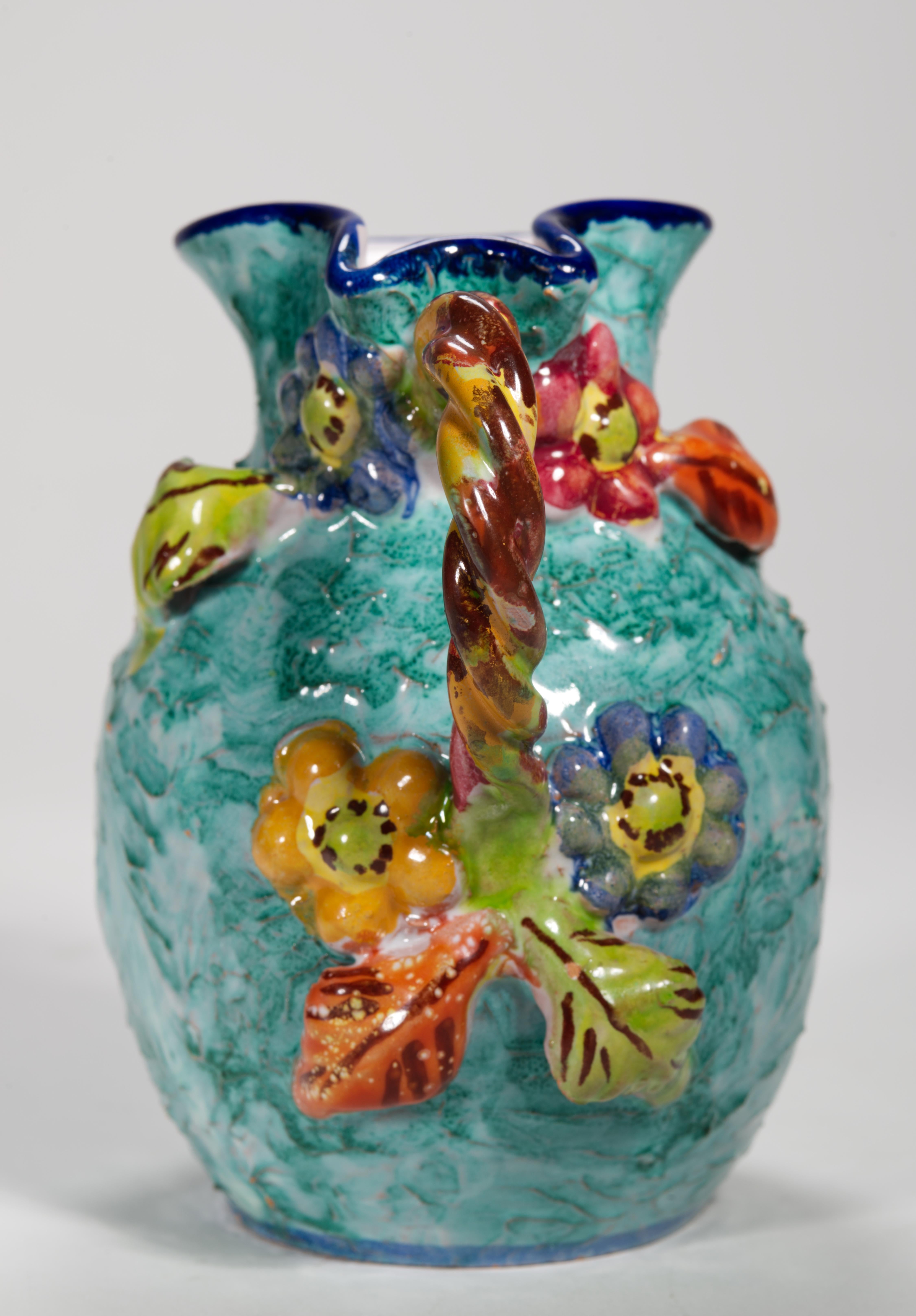 Aldo Londi for Bitossi Majolica Bud Vase and Dresser Box with Lid, Italy For Sale 1