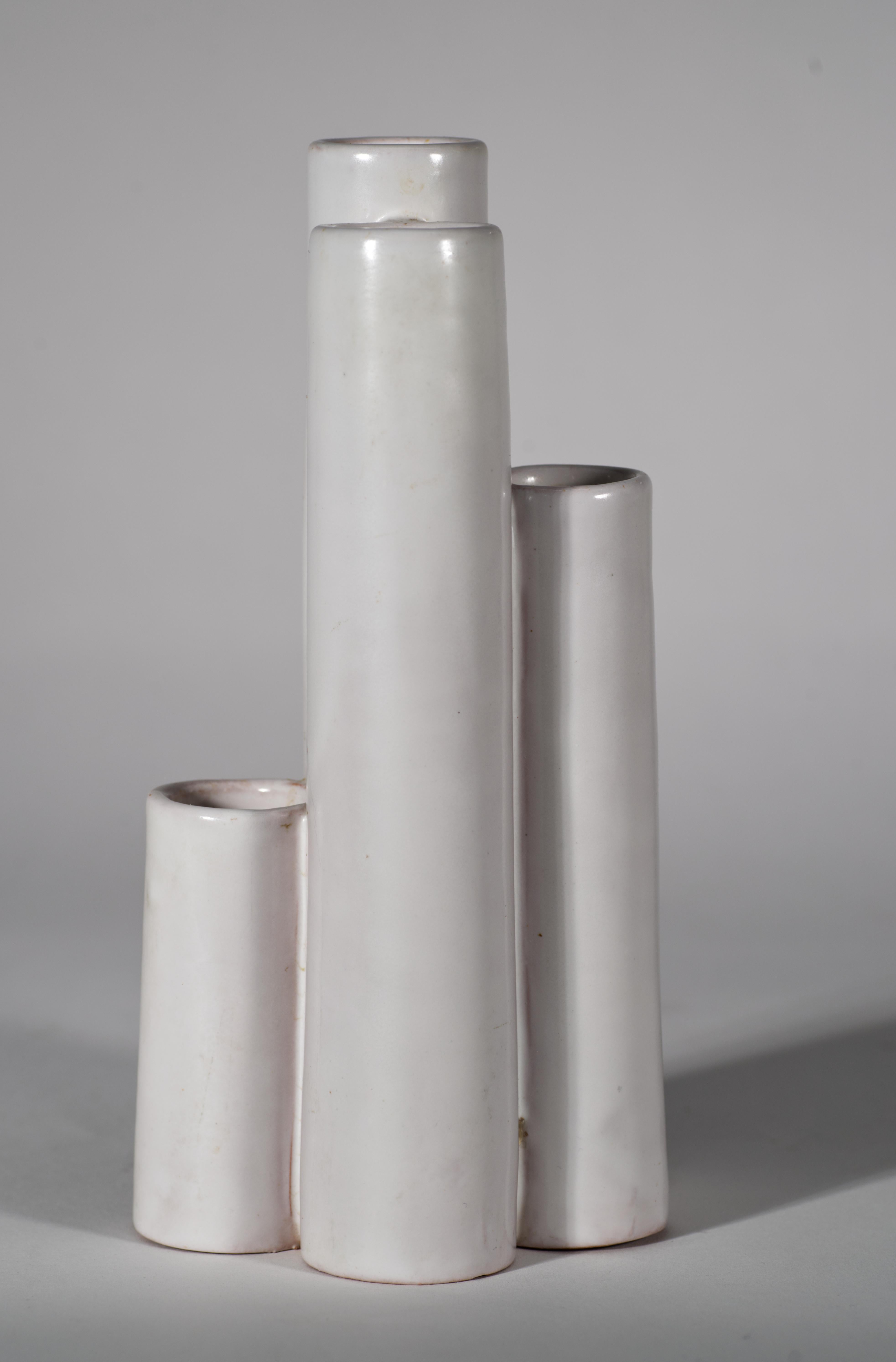 Glazed Aldo Londi for Bitossi Majolica Bud Vase with 5 Stepped Cylinders, Italy 1960s For Sale