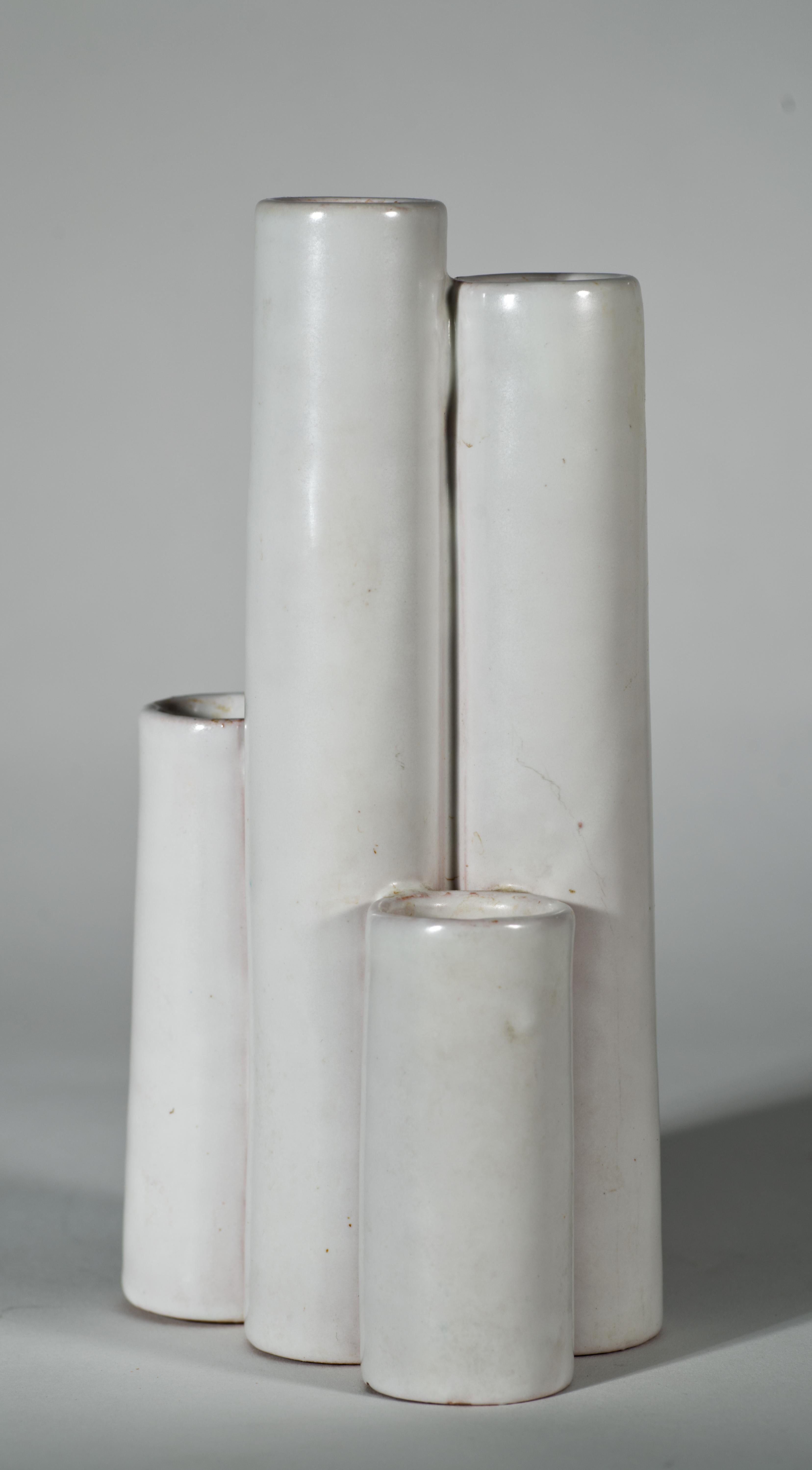 Aldo Londi for Bitossi Majolica Bud Vase with 5 Stepped Cylinders, Italy 1960s In Good Condition For Sale In Clifton Springs, NY