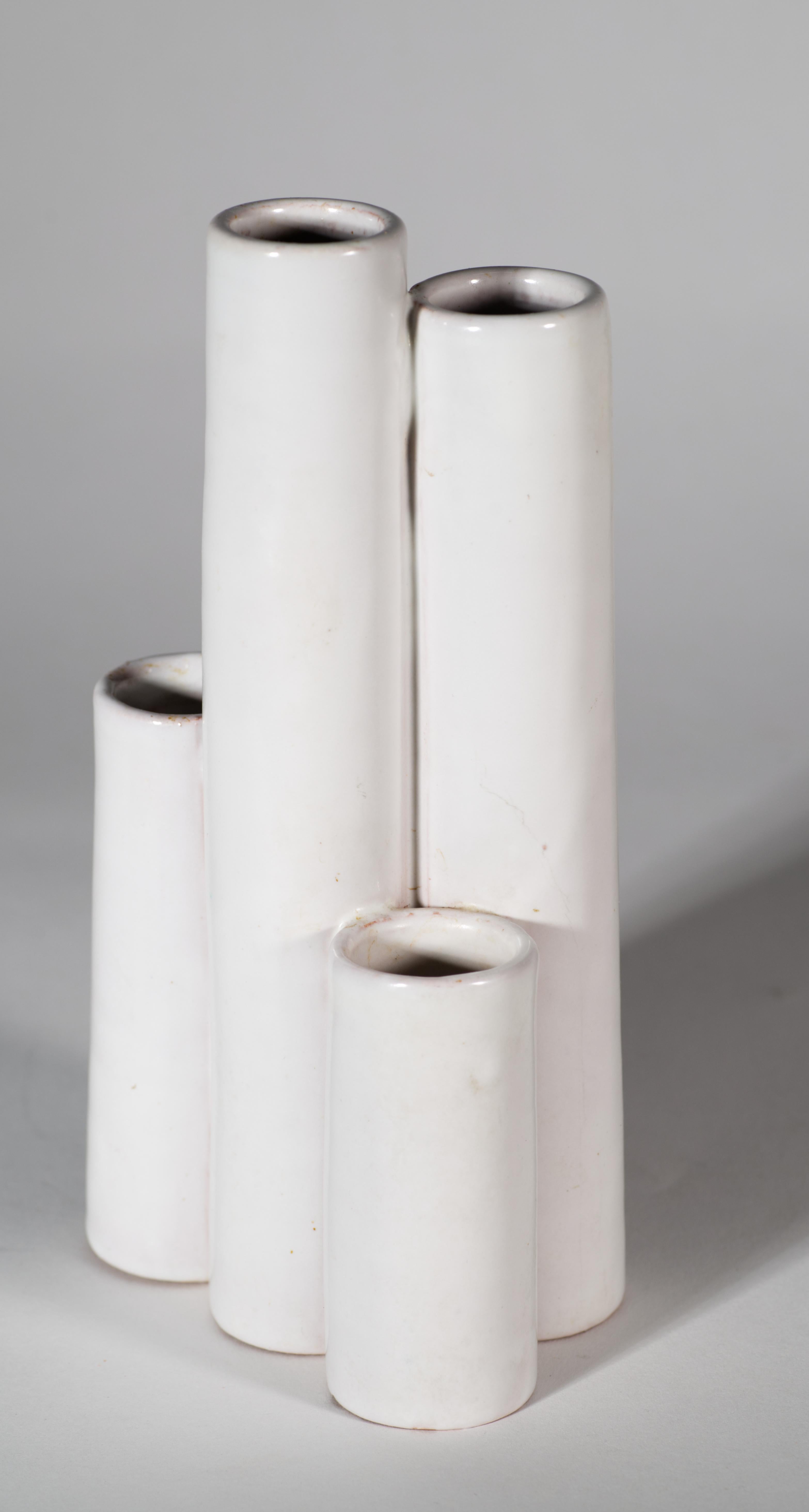 20th Century Aldo Londi for Bitossi Majolica Bud Vase with 5 Stepped Cylinders, Italy 1960s For Sale