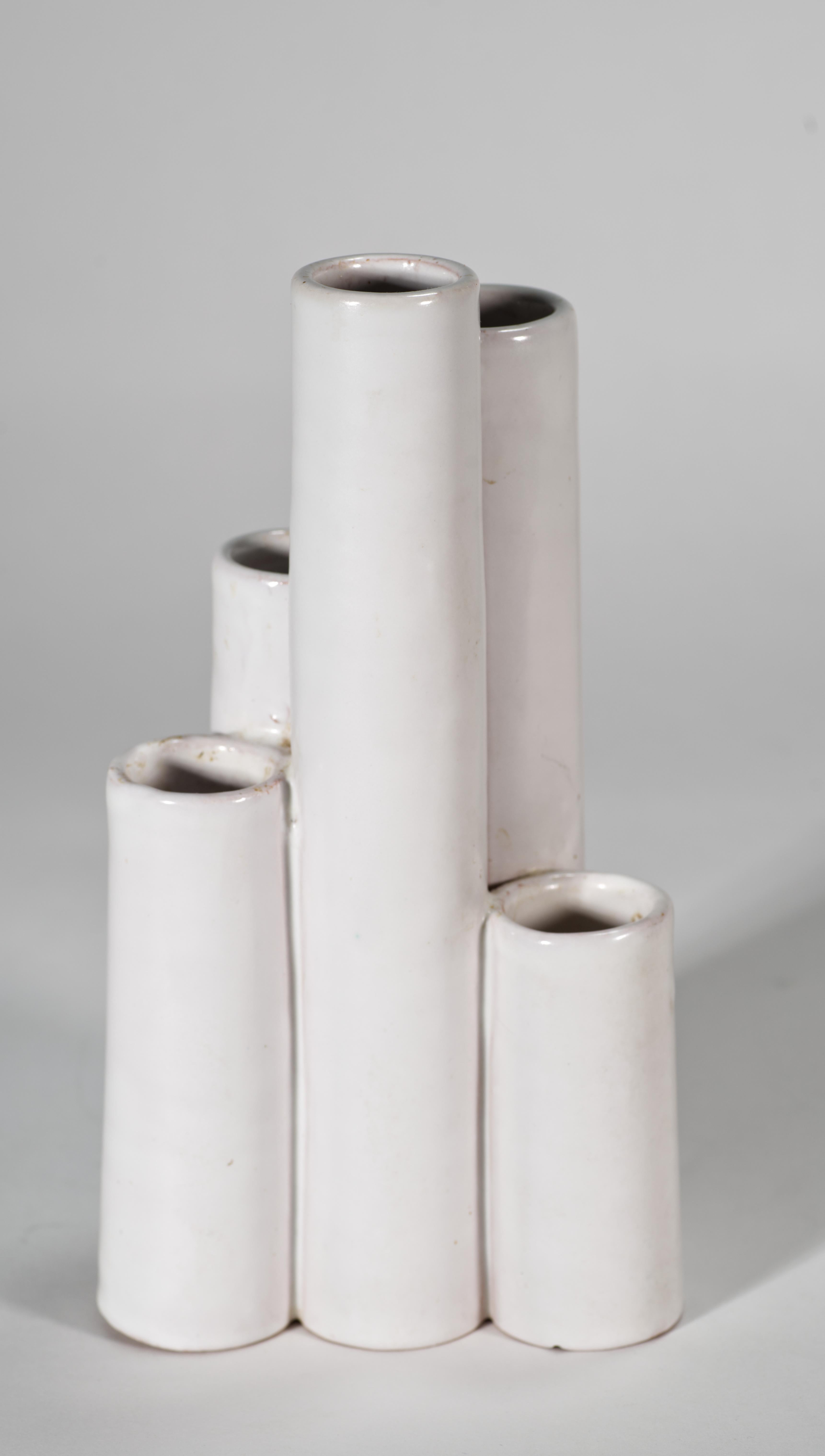 Ceramic Aldo Londi for Bitossi Majolica Bud Vase with 5 Stepped Cylinders, Italy 1960s For Sale