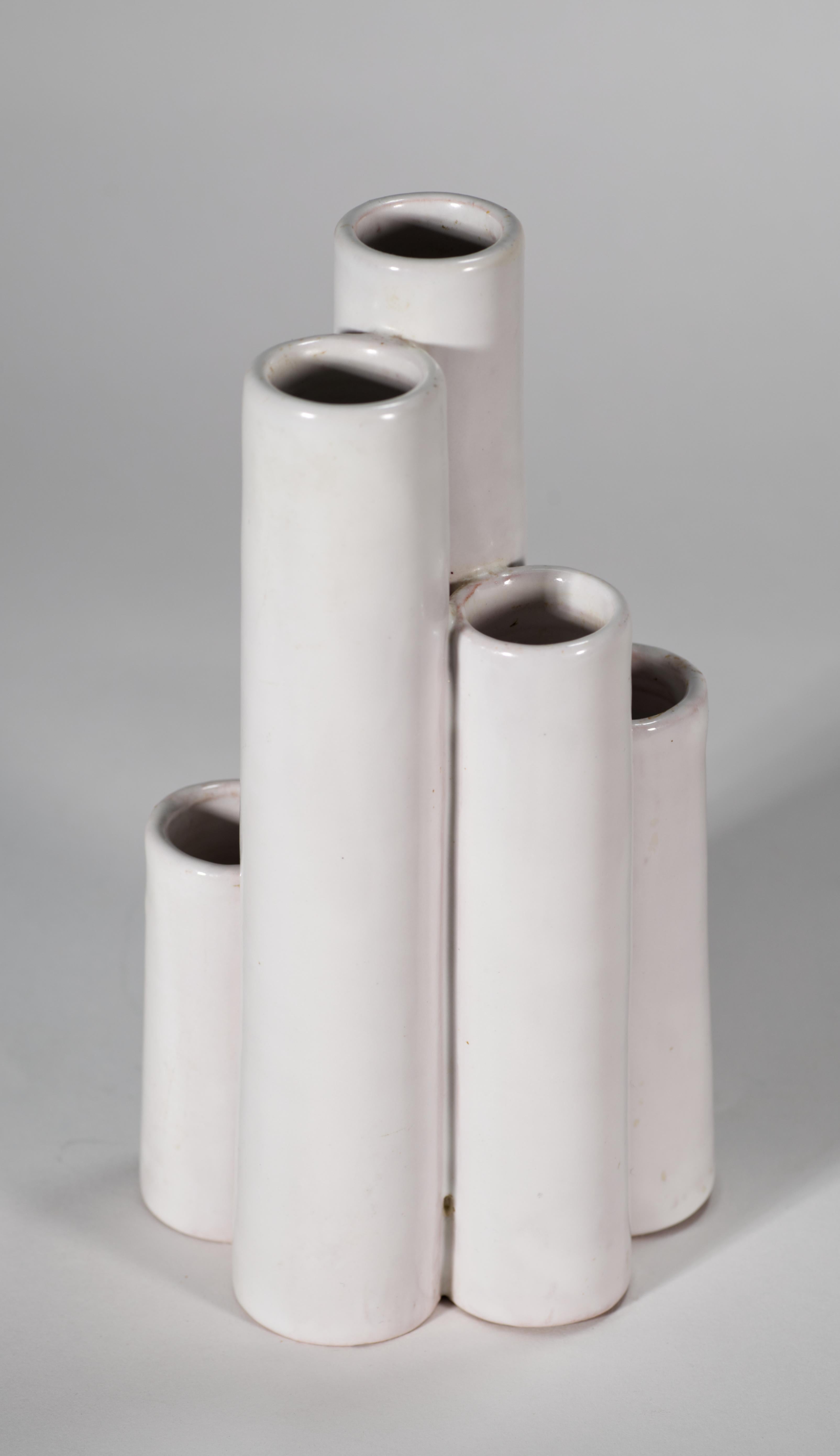 Aldo Londi for Bitossi Majolica Bud Vase with 5 Stepped Cylinders, Italy 1960s For Sale 1