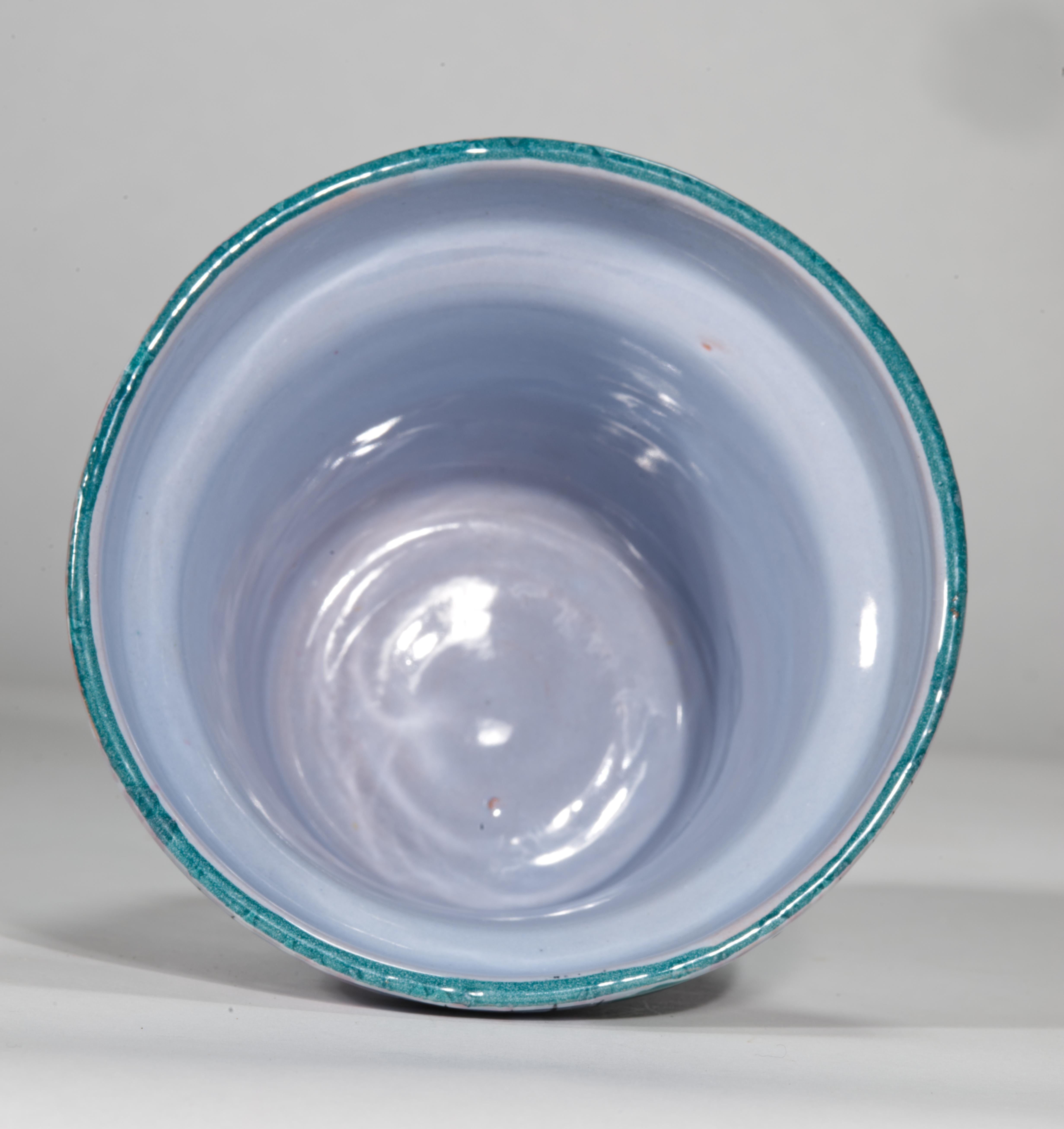 Aldo Londi für Bitossi Majolika Übertopf Pflanzgefäß Knospenvase, Italien 1960er Jahre im Zustand „Gut“ im Angebot in Clifton Springs, NY