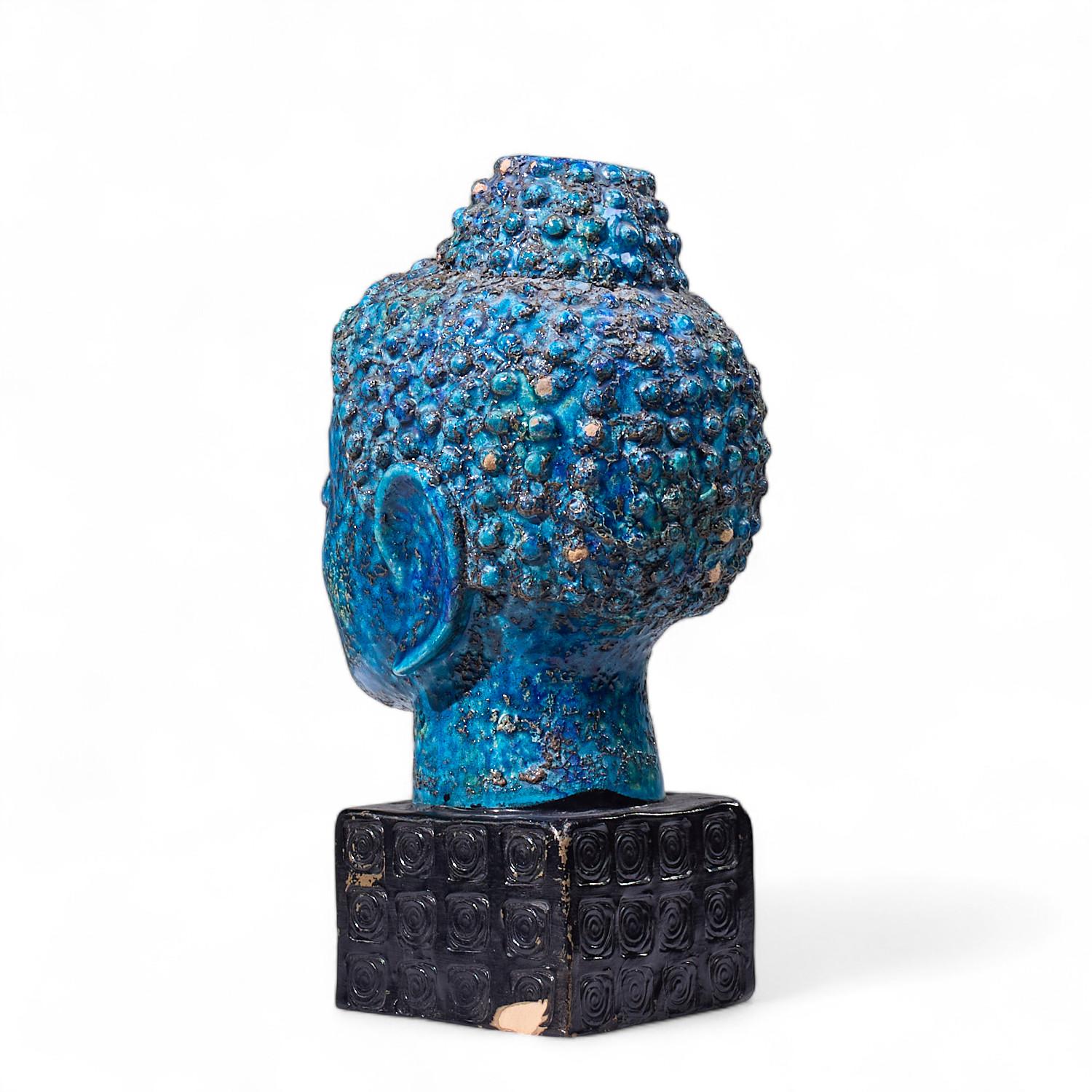 Aldo Londi per Bitossi Busto di Buddha blu del Medioevo In condizioni buone in vendita a Countryside, IL