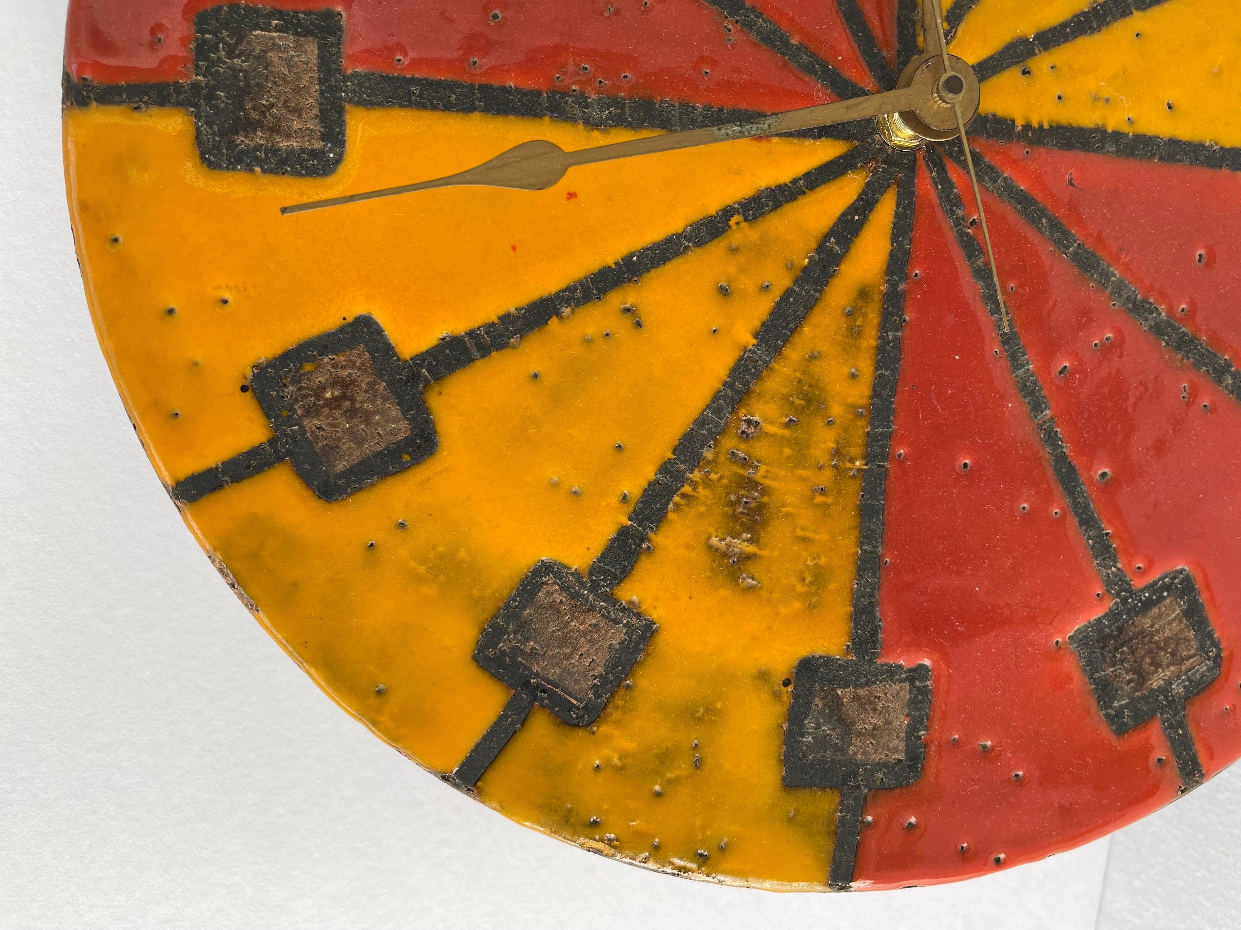 Mid-Century Modern Aldo Londi for Bitossi Mid Century Ceramic Wall Clock 