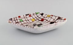 Aldo Londi for Bitossi, Mondrian Dish in Glazed Stoneware, 1960s