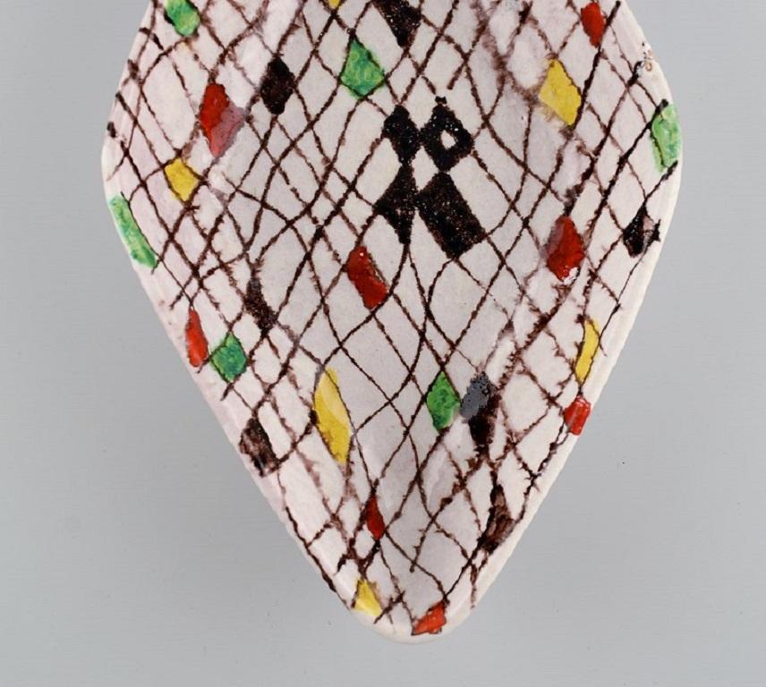 Italian Aldo Londi for Bitossi, Mondrian Dish in Glazed Stoneware, 1960s For Sale