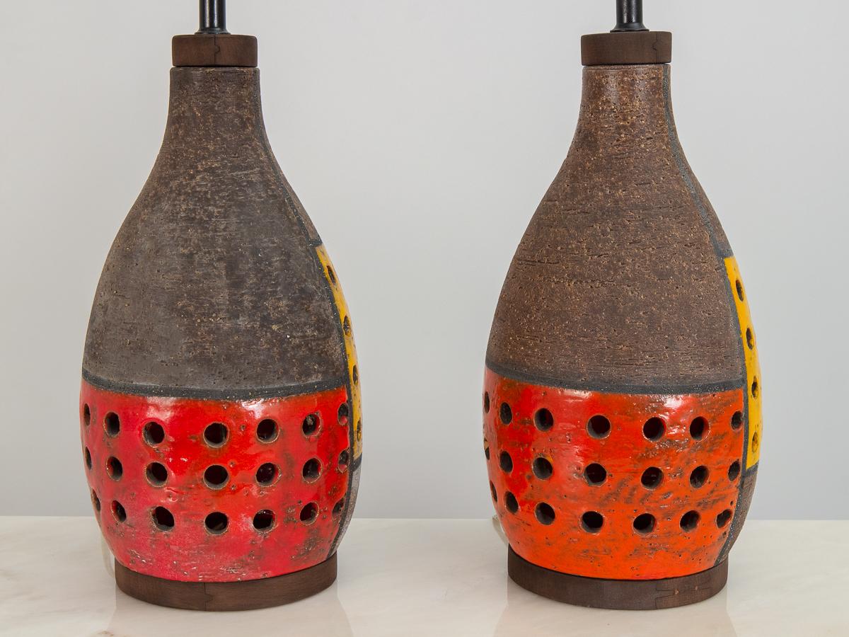 Mid-Century Modern Aldo Londi for Bitossi Mondrian Lamps