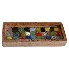 Aldo Londi for Bitossi Pottery and Fused Glass Fritte Series Tray or Vide Poche