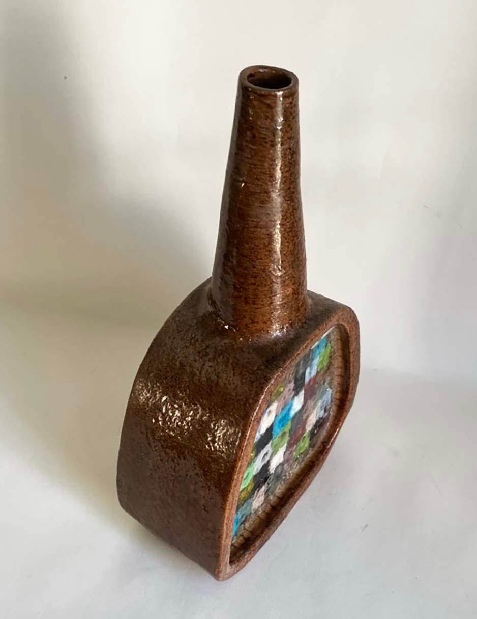 Aldo Londi for Bitossi Pottery and Fused Glass Fritte Series Vase 6