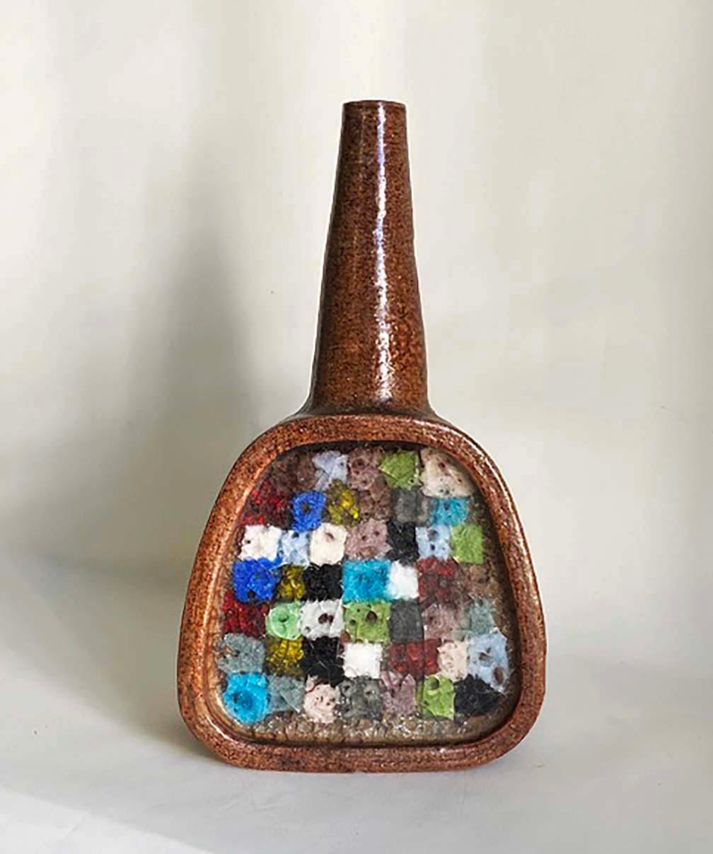 Aldo Londi for Bitossi Pottery and Fused Glass Fritte Series Vase 7