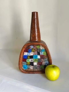 Aldo Londi for Bitossi Pottery and Fused Glass Fritte Series Vase