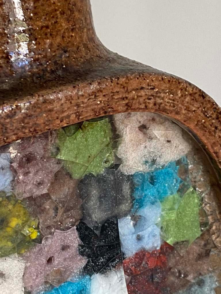Mid-Century Modern Aldo Londi for Bitossi Pottery and Fused Glass Fritte Series Vase