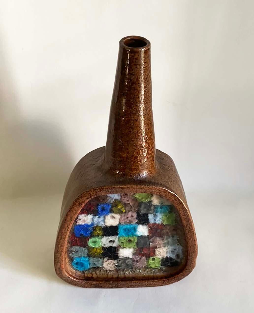 Aldo Londi for Bitossi Pottery and Fused Glass Fritte Series Vase 2