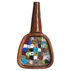 Aldo Londi for Bitossi Pottery and Fused Glass Fritte Series Vase