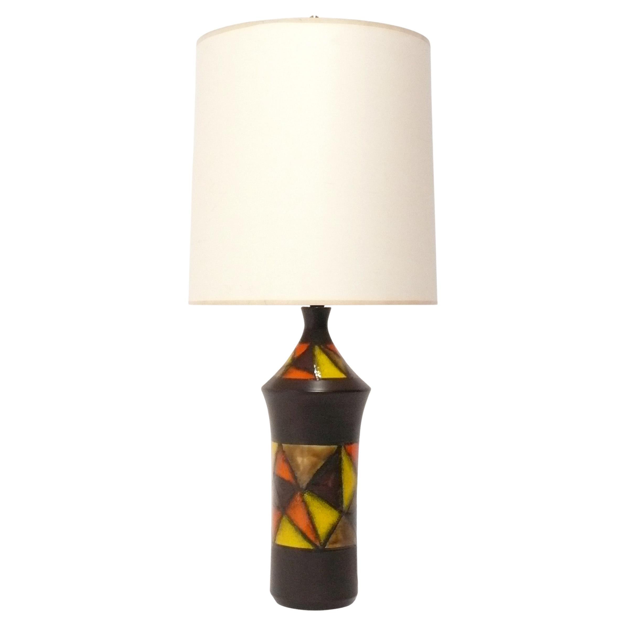 Aldo Londi for Bitossi Pottery Lamp Mid Century Modern Art 24" Height