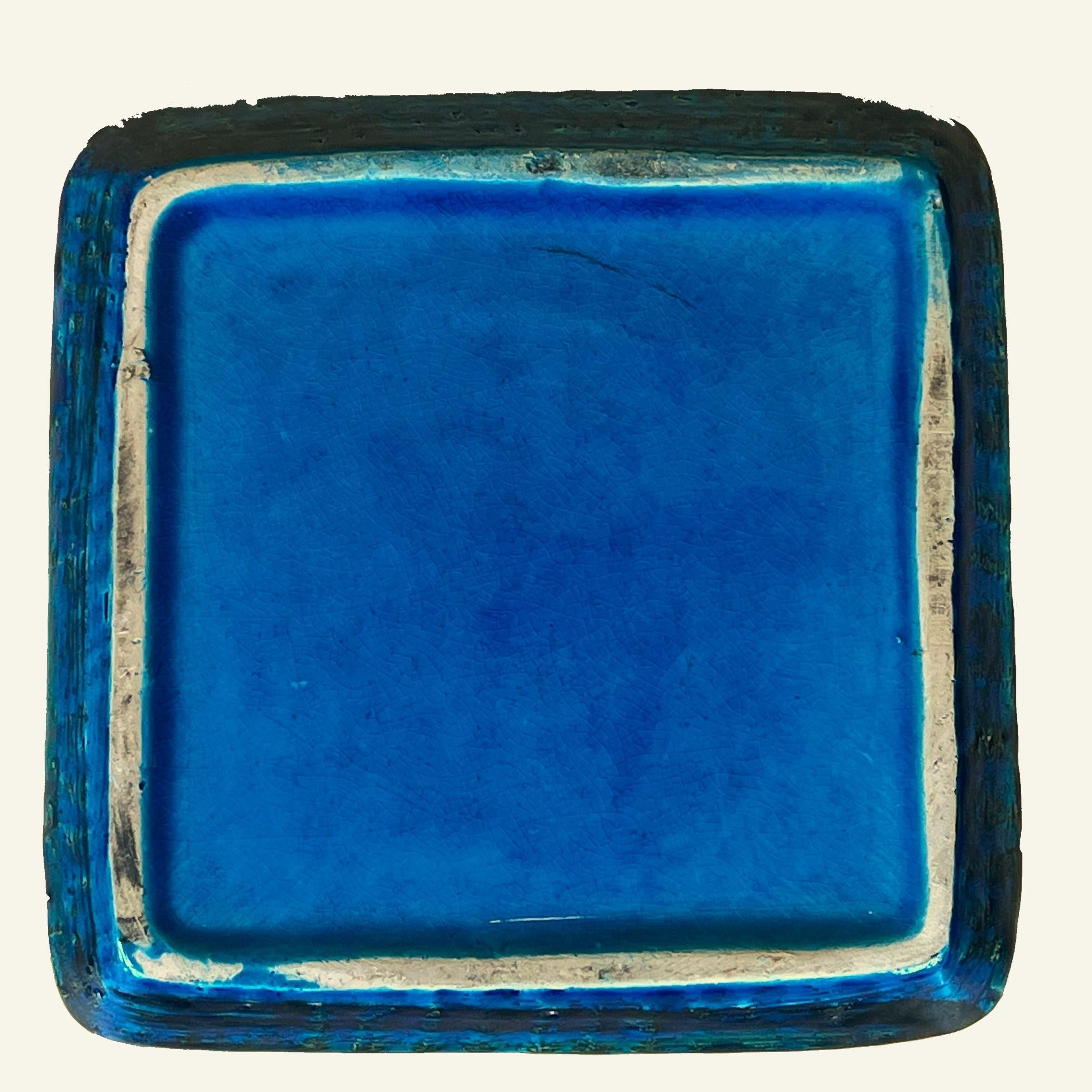 Milieu du XXe siècle Aldo Londi for Bitossi - Rare Square Ashtray In Rimini Blu - 1960s en vente