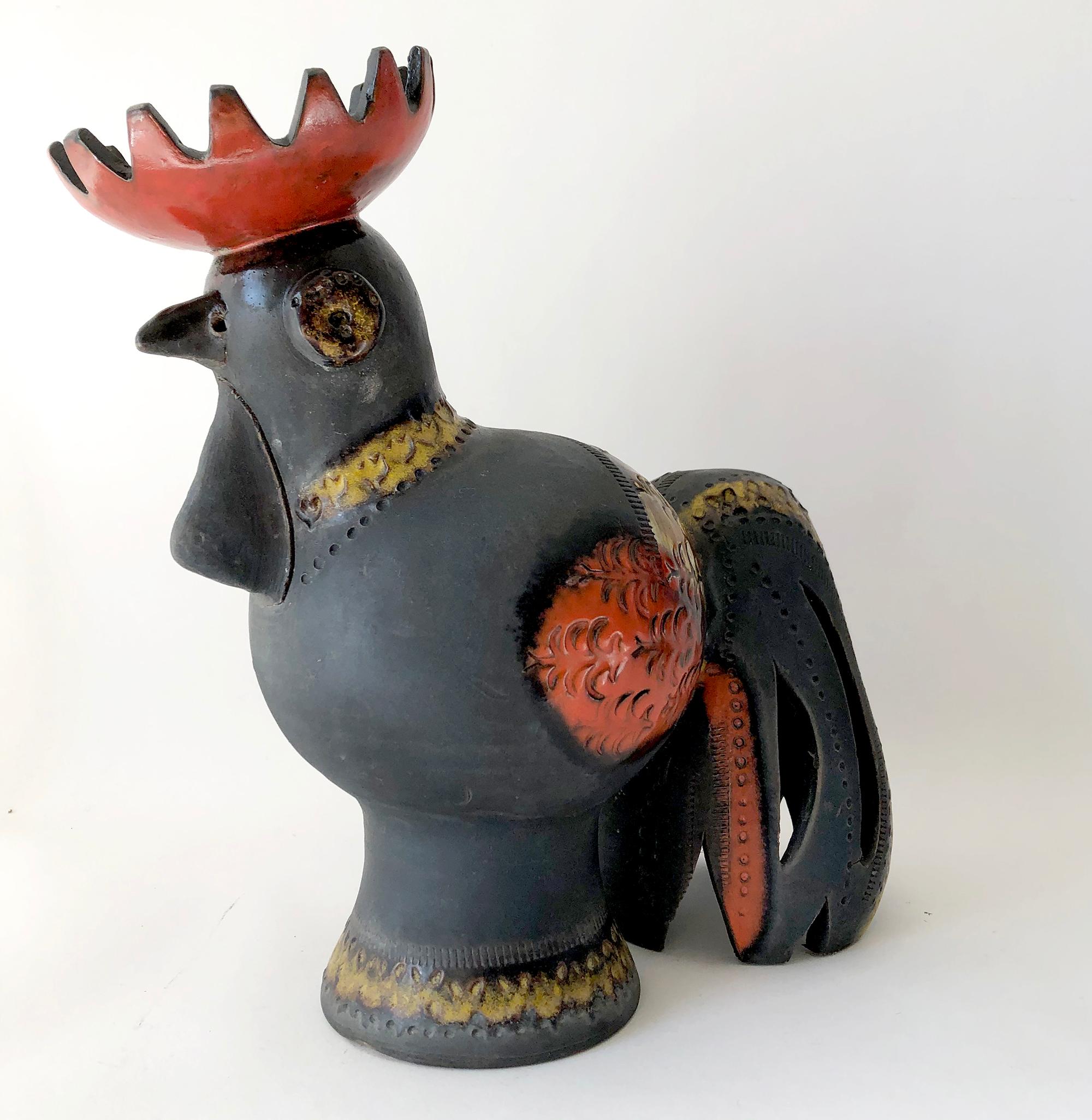 Mid-Century Modern Aldo Londi for Bitossi Raymor Italian Modernist Rooster Ceramic Sculpture