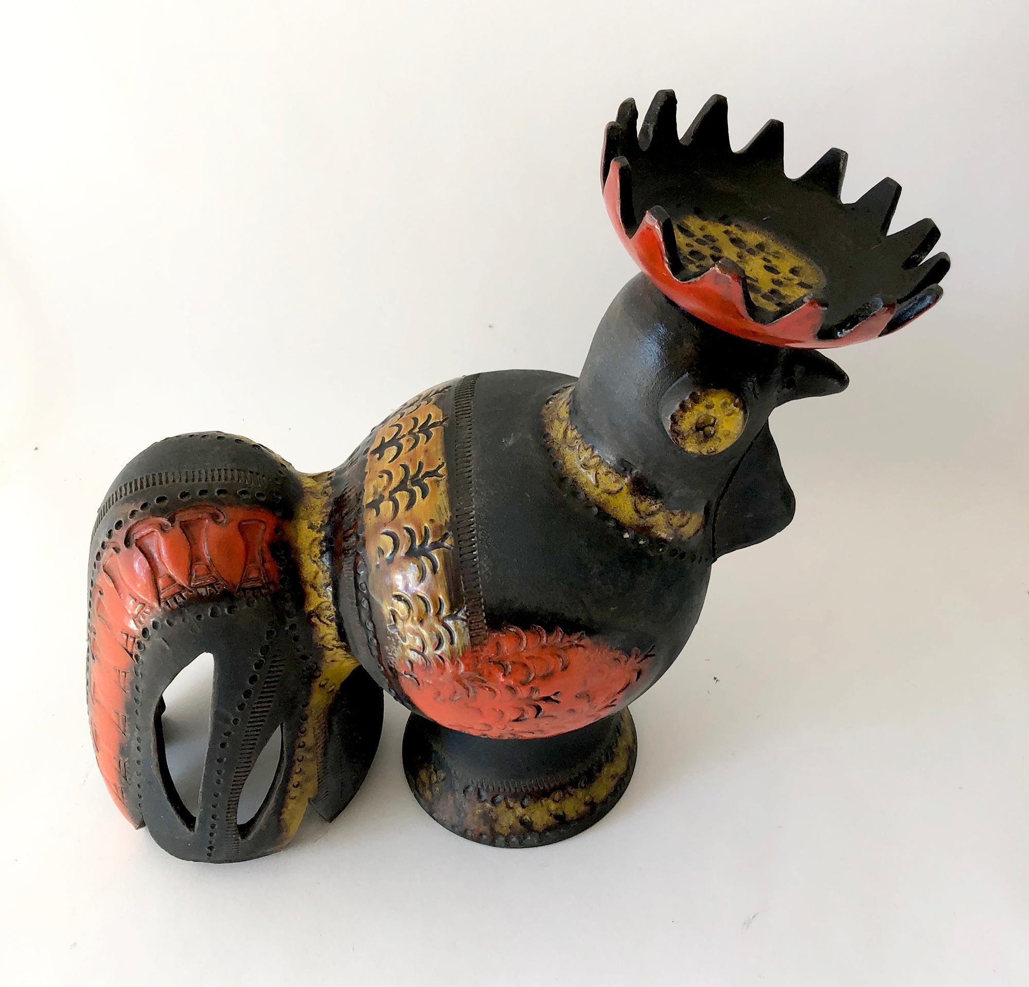 Aldo Londi for Bitossi Raymor Italian Modernist Rooster Ceramic Sculpture In Good Condition In Palm Springs, CA