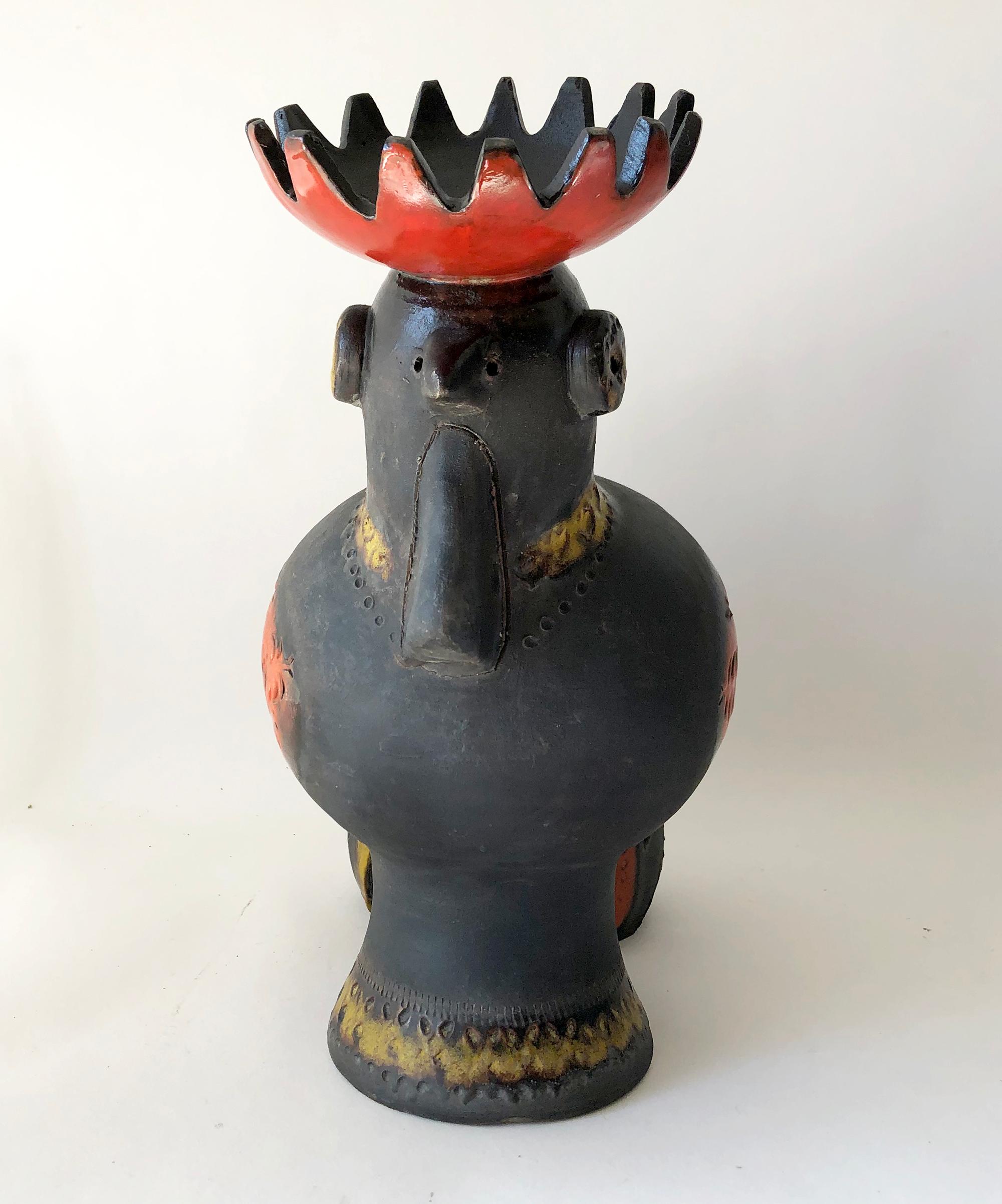 Mid-20th Century Aldo Londi for Bitossi Raymor Italian Modernist Rooster Ceramic Sculpture