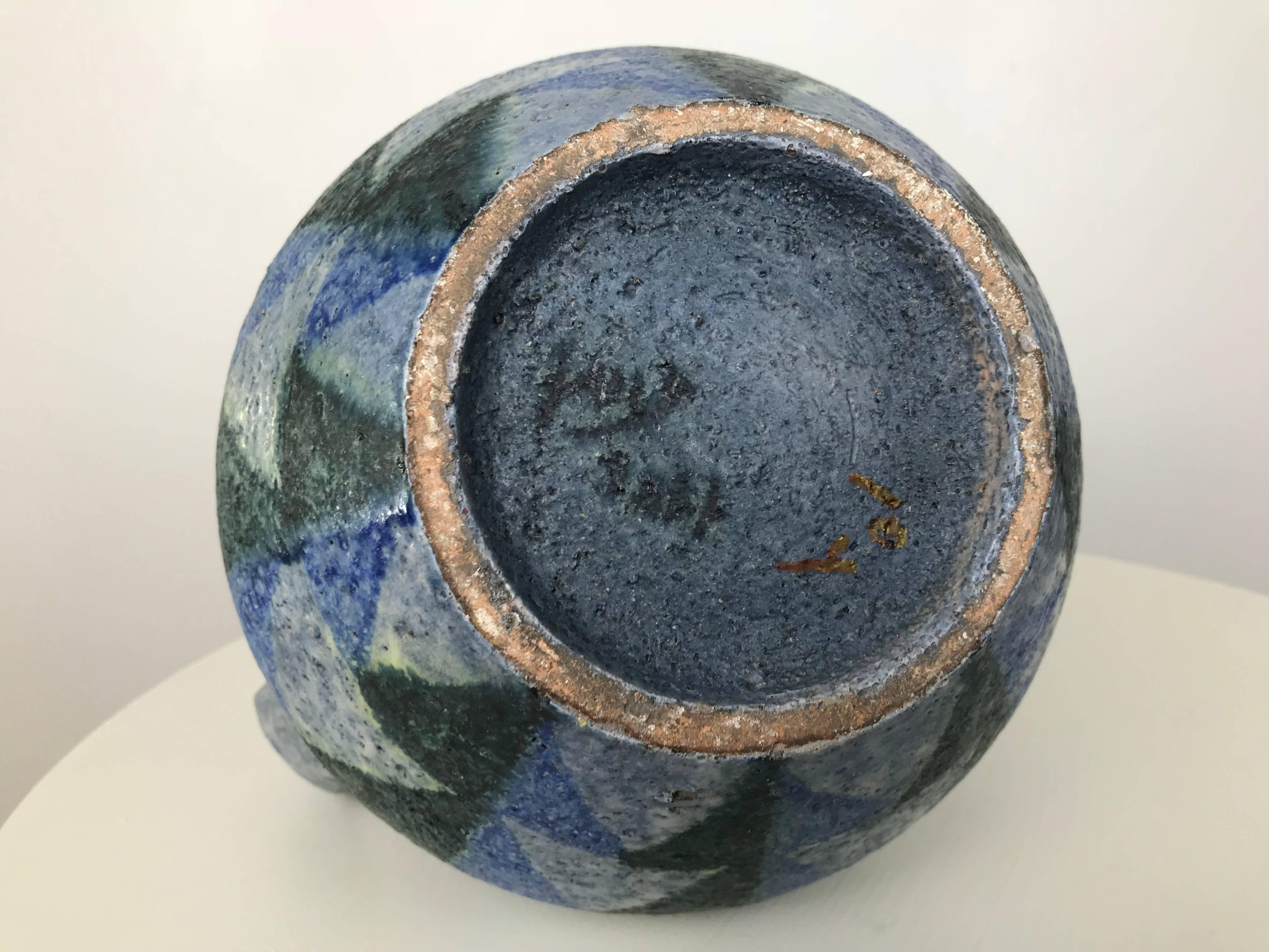 Aldo Londi for Bitossi Raymor Modernist Ceramic Jug or Vase & Faux Flower Spray 4