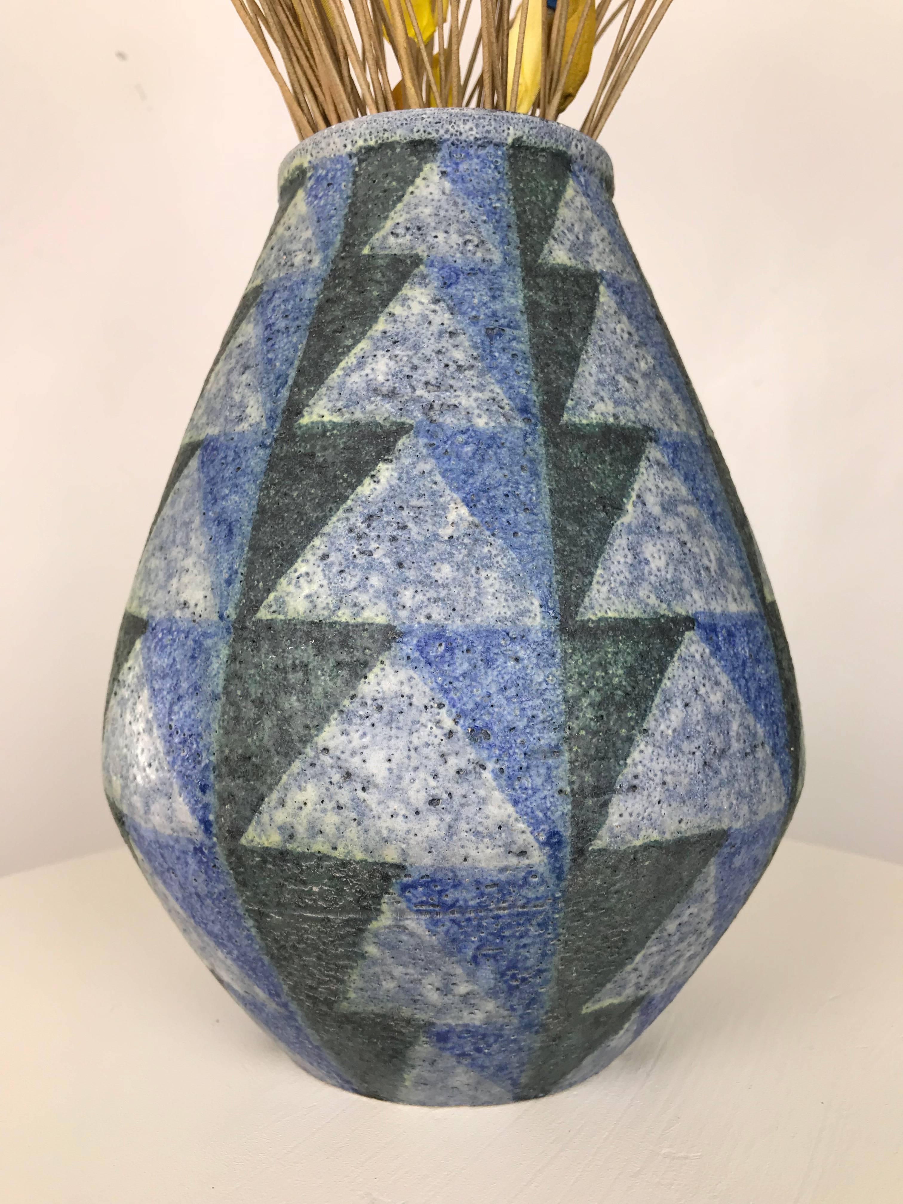Italian Aldo Londi for Bitossi Raymor Modernist Ceramic Jug or Vase & Faux Flower Spray