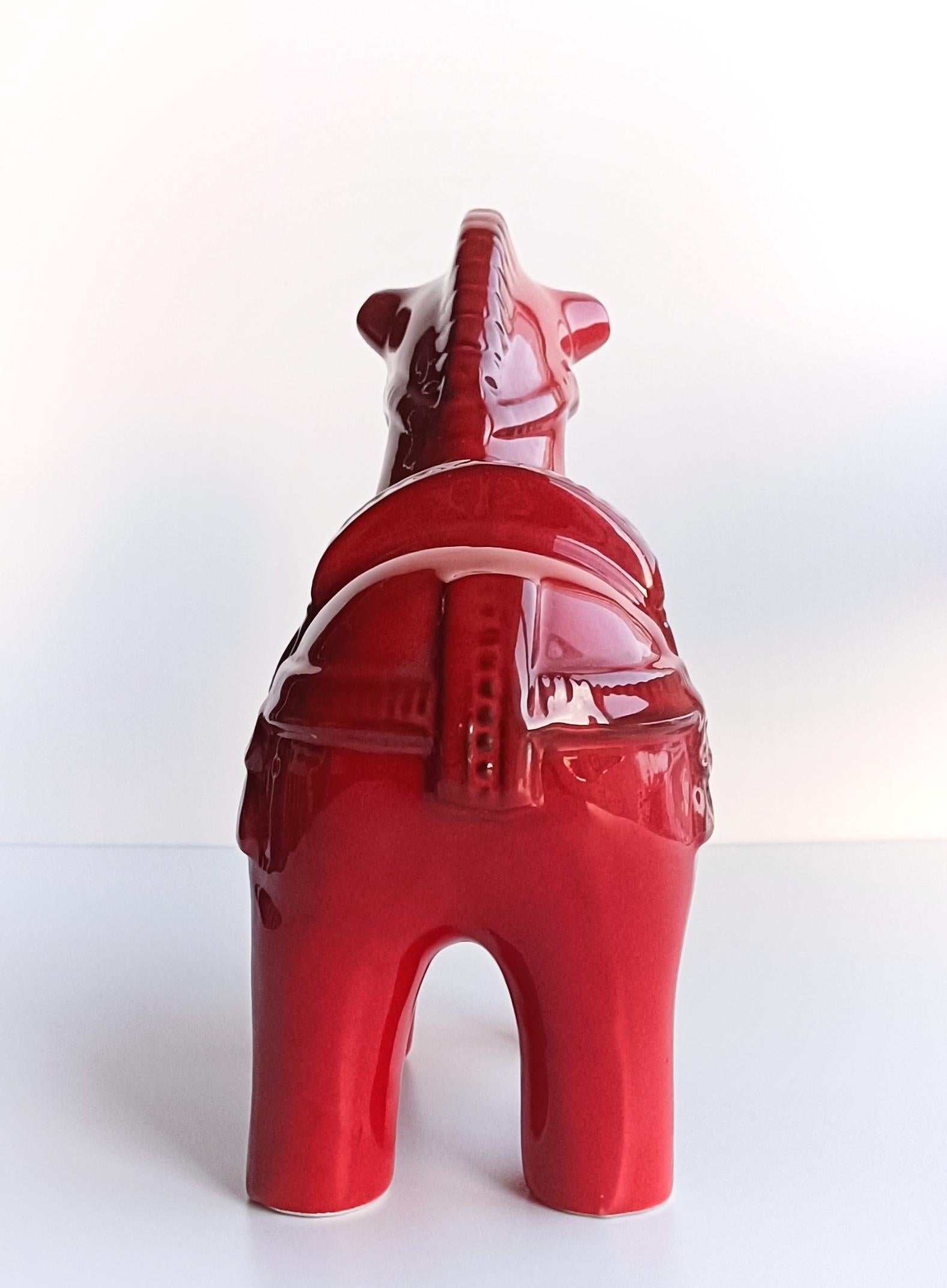 Glazed Aldo Londi for Bitossi Red Glaze Large Ceramic Horse 