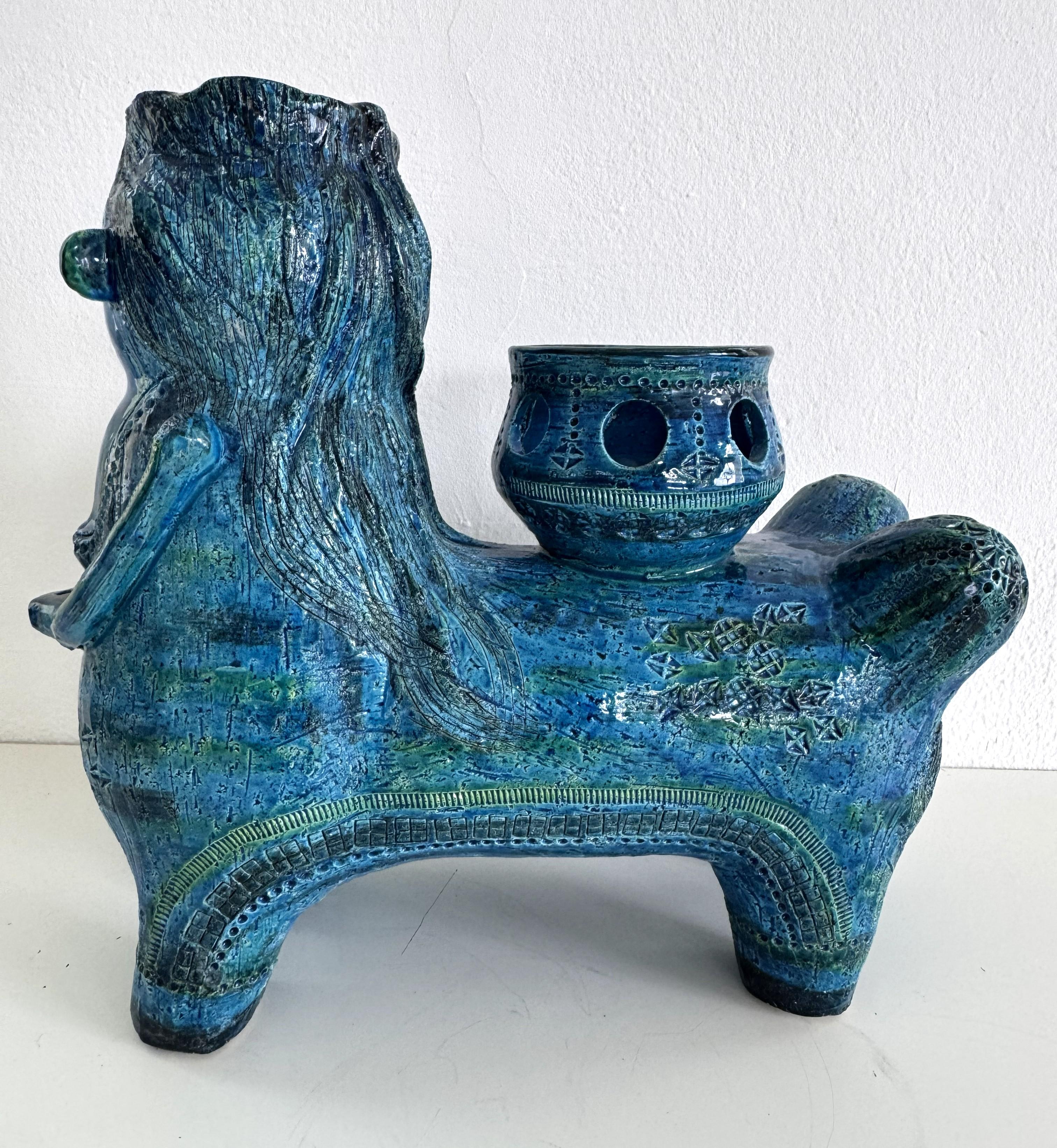 Aldo Londi pour Bitossi Rimini Sculpture Centaure végétal en céramique Blu, Italie, années 1960 en vente 3