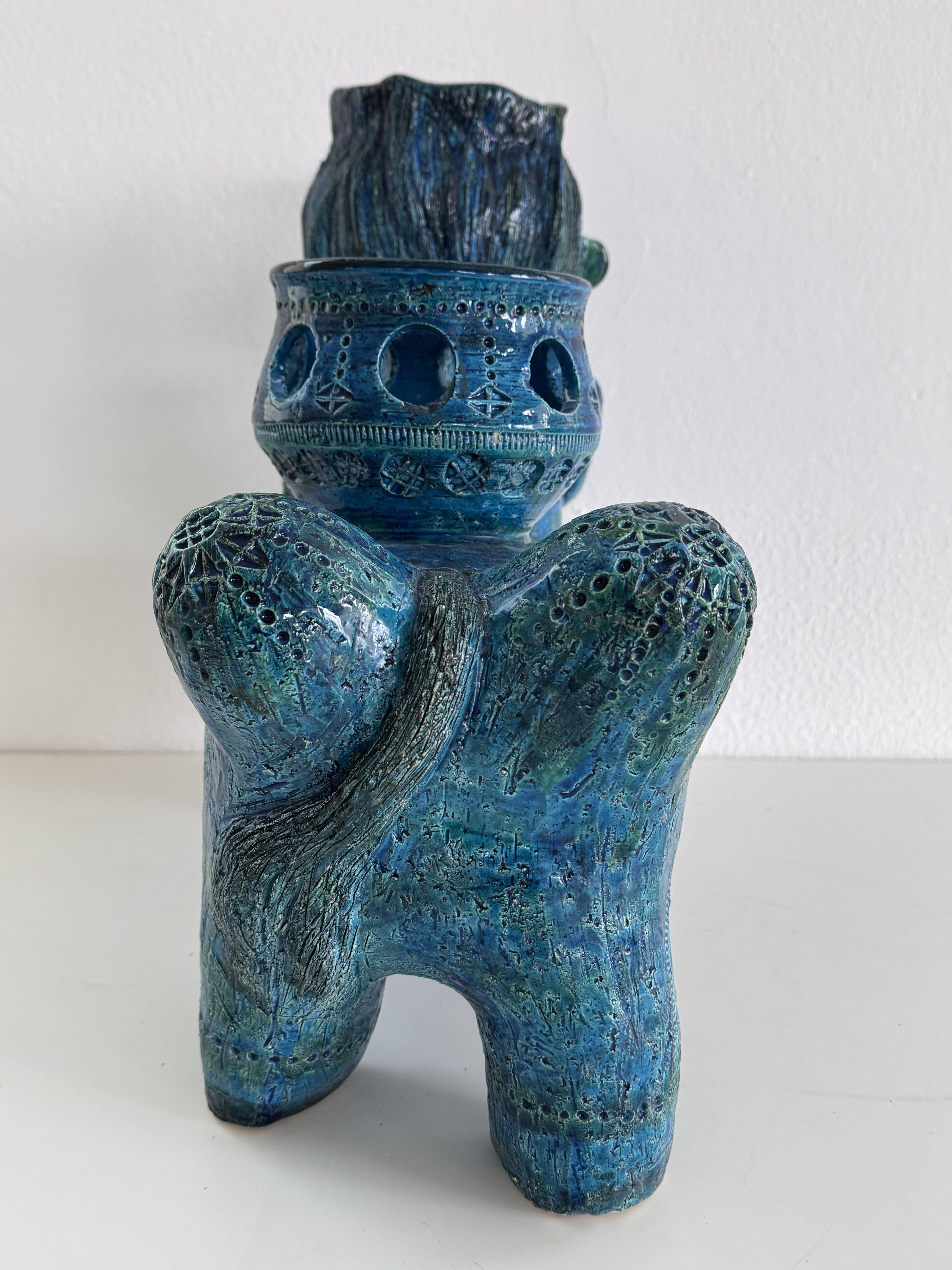 Aldo Londi pour Bitossi Rimini Sculpture Centaure végétal en céramique Blu, Italie, années 1960 en vente 4