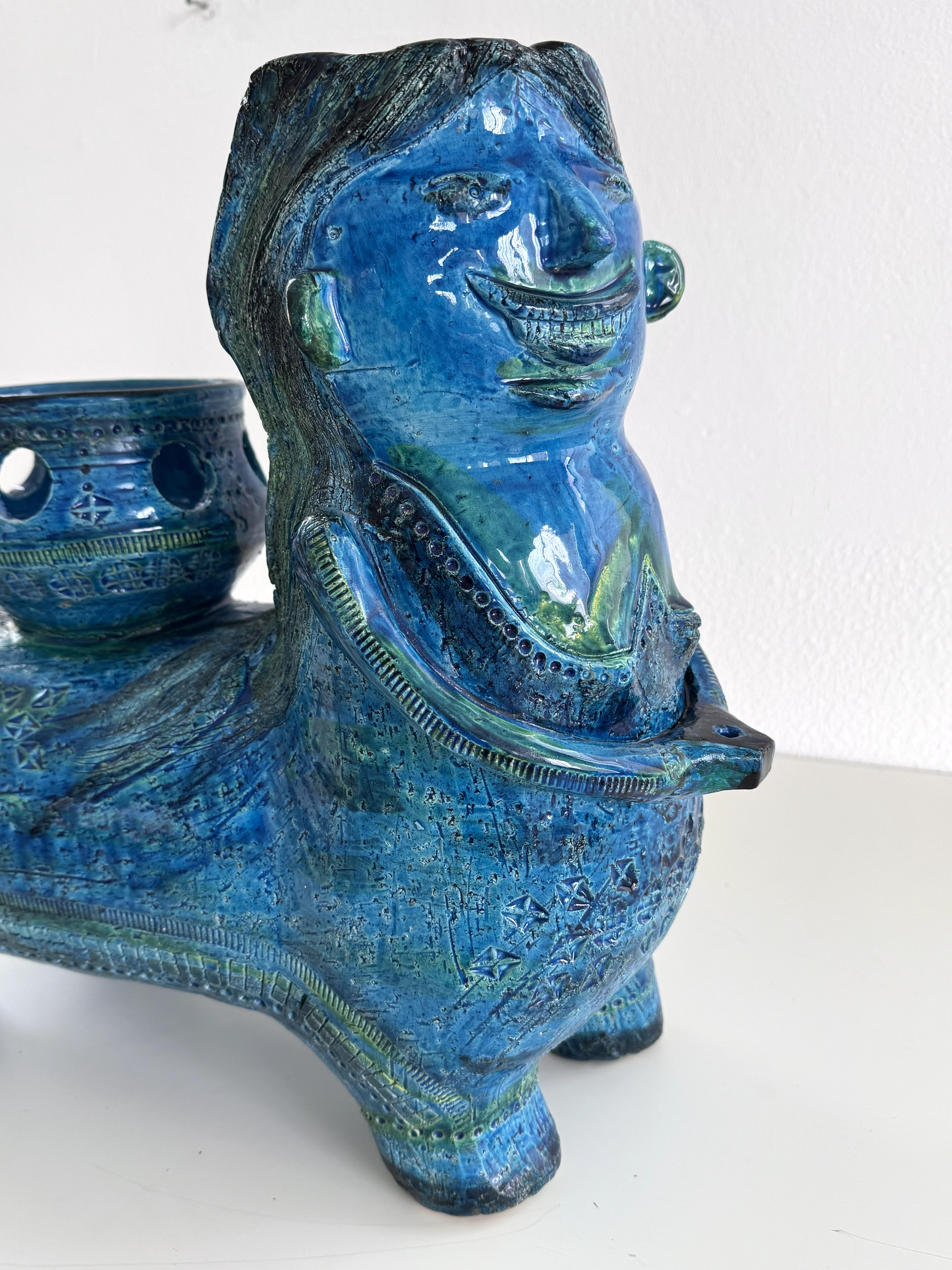 Aldo Londi pour Bitossi Rimini Sculpture Centaure végétal en céramique Blu, Italie, années 1960 en vente 6