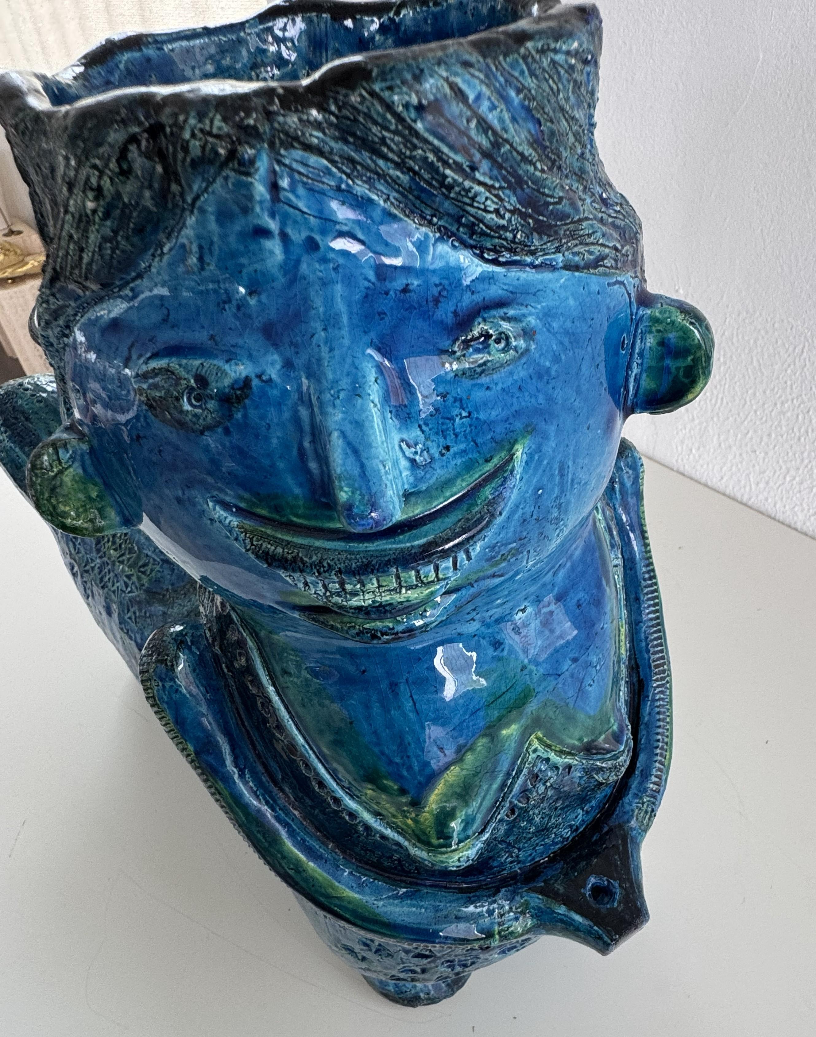 Aldo Londi pour Bitossi Rimini Sculpture Centaure végétal en céramique Blu, Italie, années 1960 en vente 7