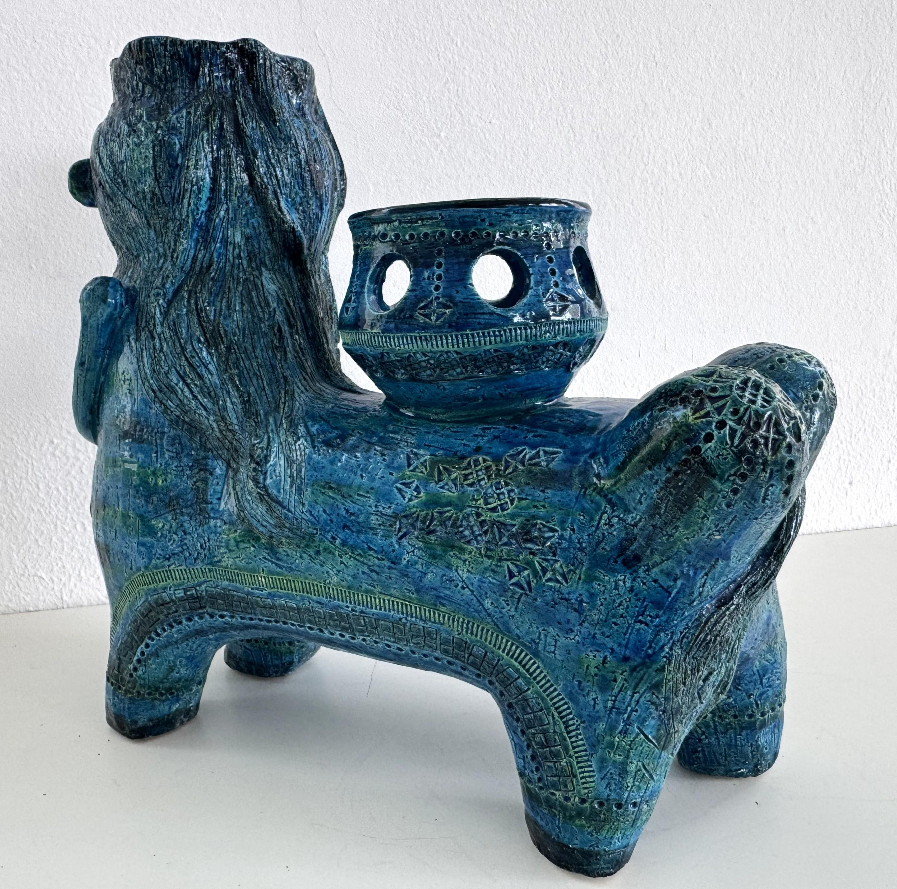 Aldo Londi pour Bitossi Rimini Sculpture Centaure végétal en céramique Blu, Italie, années 1960 en vente 8